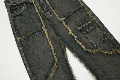 VIBE Vintage Raw Jeans Trousers y2k holes pockets streetwear Size US 32 / EU 48 - 5 Thumbnail