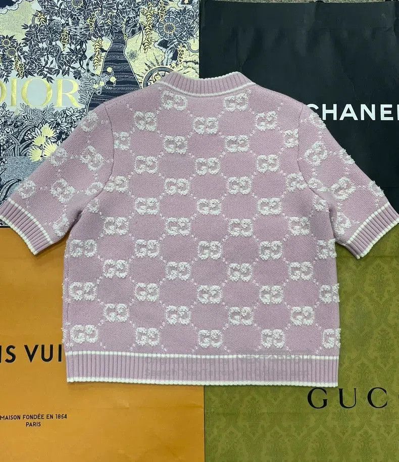 Gucci Gucci Pink White Logo Knit Short Sleeve. Size US M / EU 48-50 / 2 - 3 Thumbnail