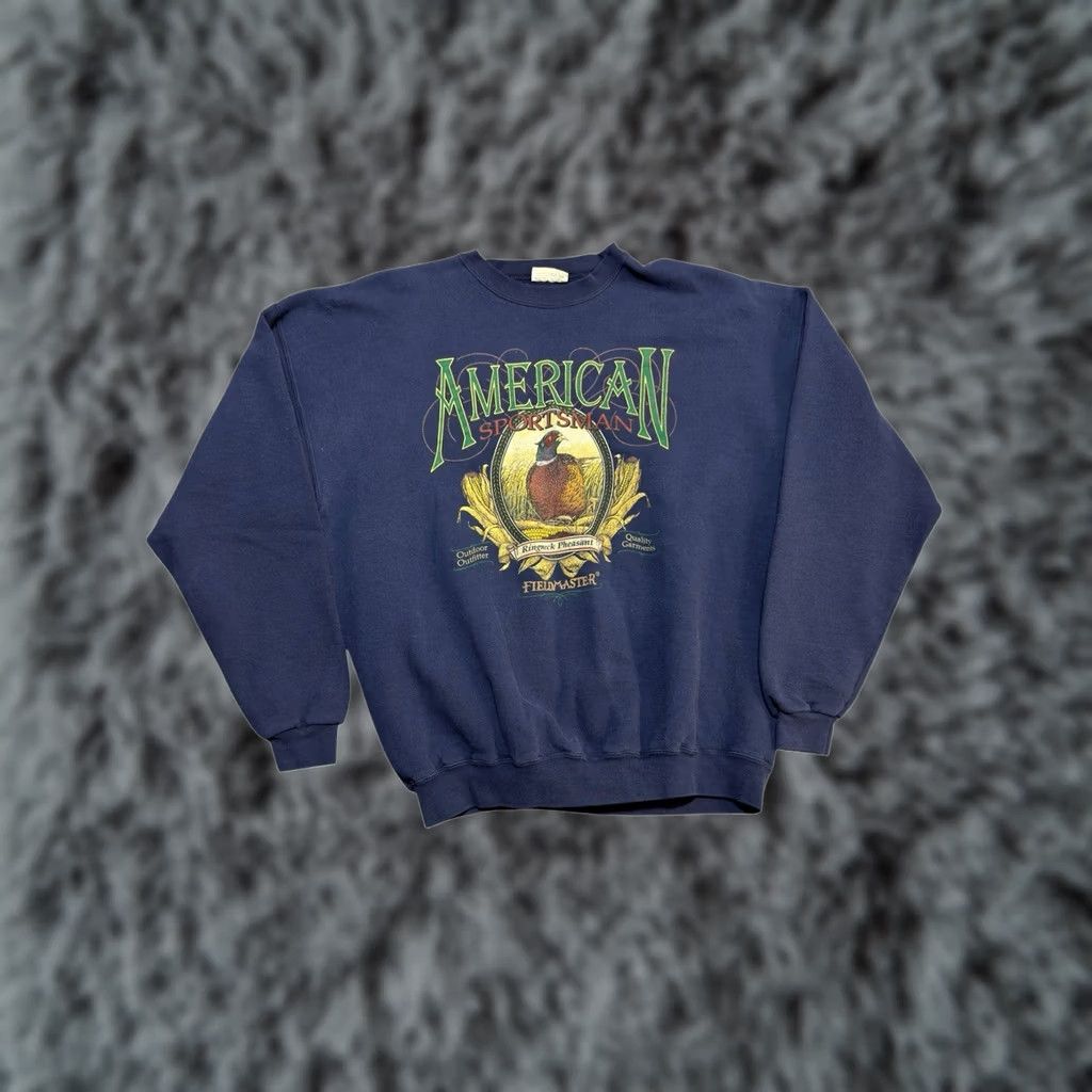 Vintage VINTAGE Fieldmaster Sweatshirt Shirt XL Blue Pheasant Sportsman Hunting Outdoor Men Mens Pullover Cotton Blend Urban Outdoors Size US XL / EU 56 / 4 - 1 Thumbnail