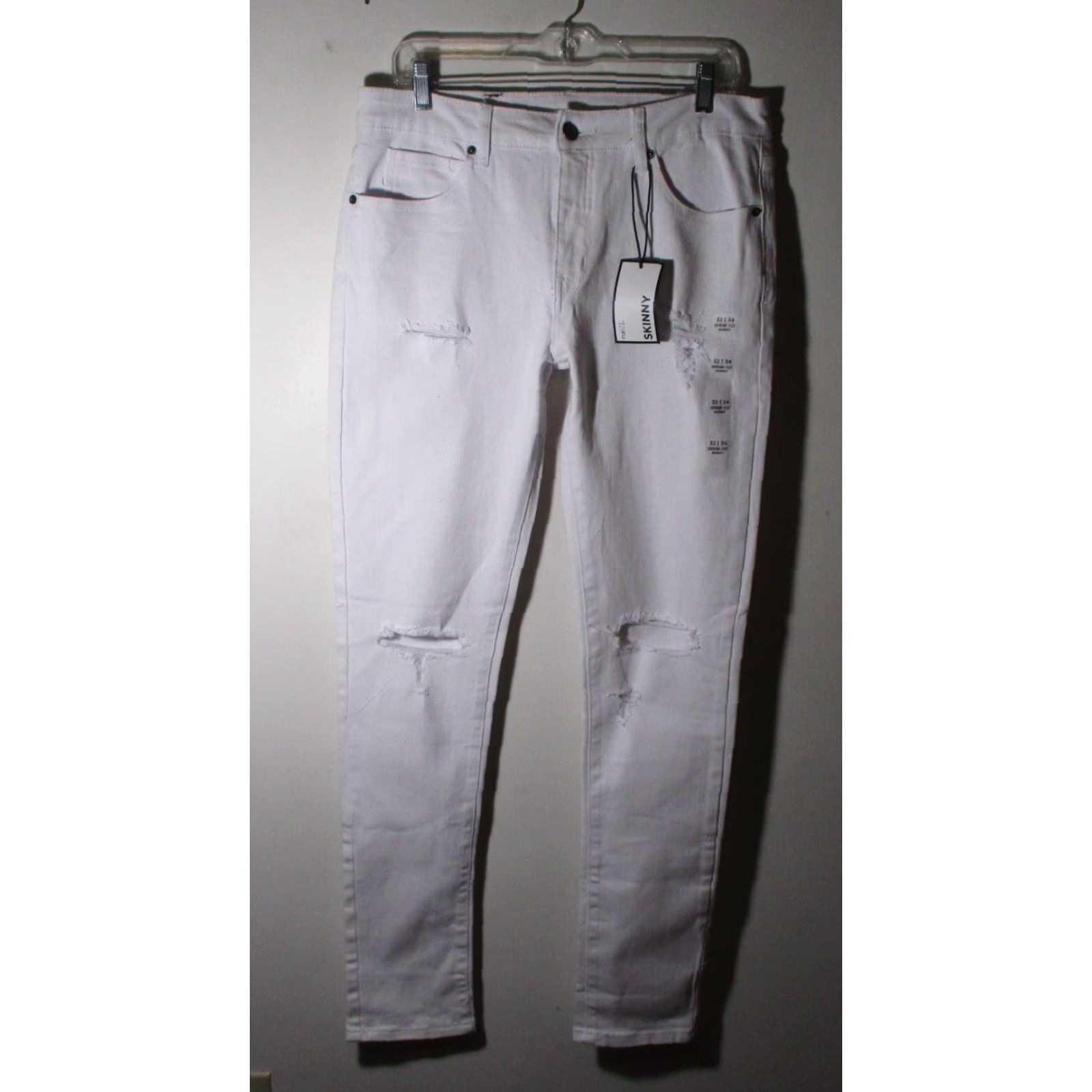 Vintage RUE 21 Skinny Denim Jeans Men's 32X34 White NWT Size US 30 / EU 46 - 2 Thumbnail