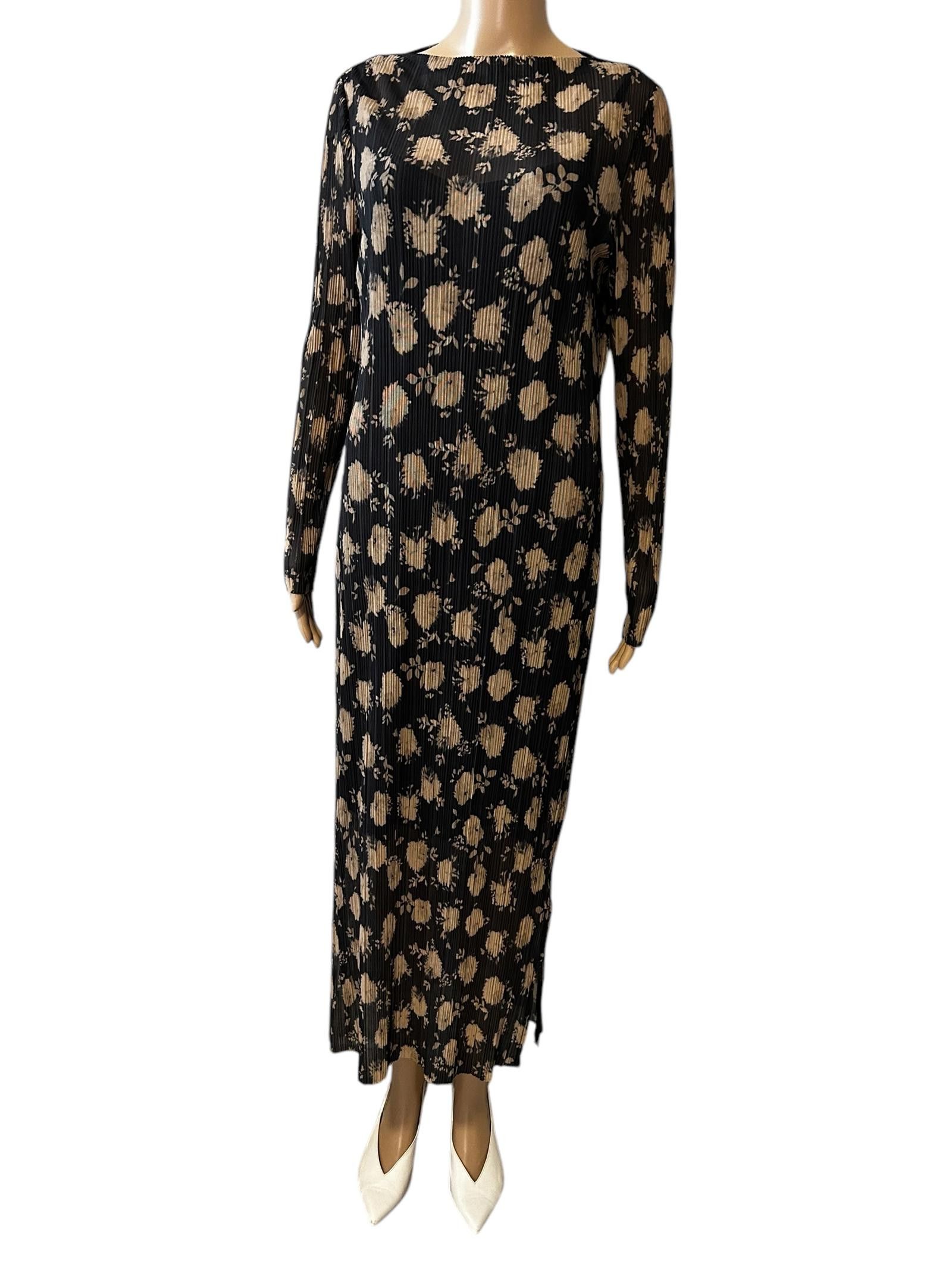 Vince Camuto Elegant Black Floral Maxi Dress - Long Sleeve Size M / US 6-8 / IT 42-44 - 4 Thumbnail