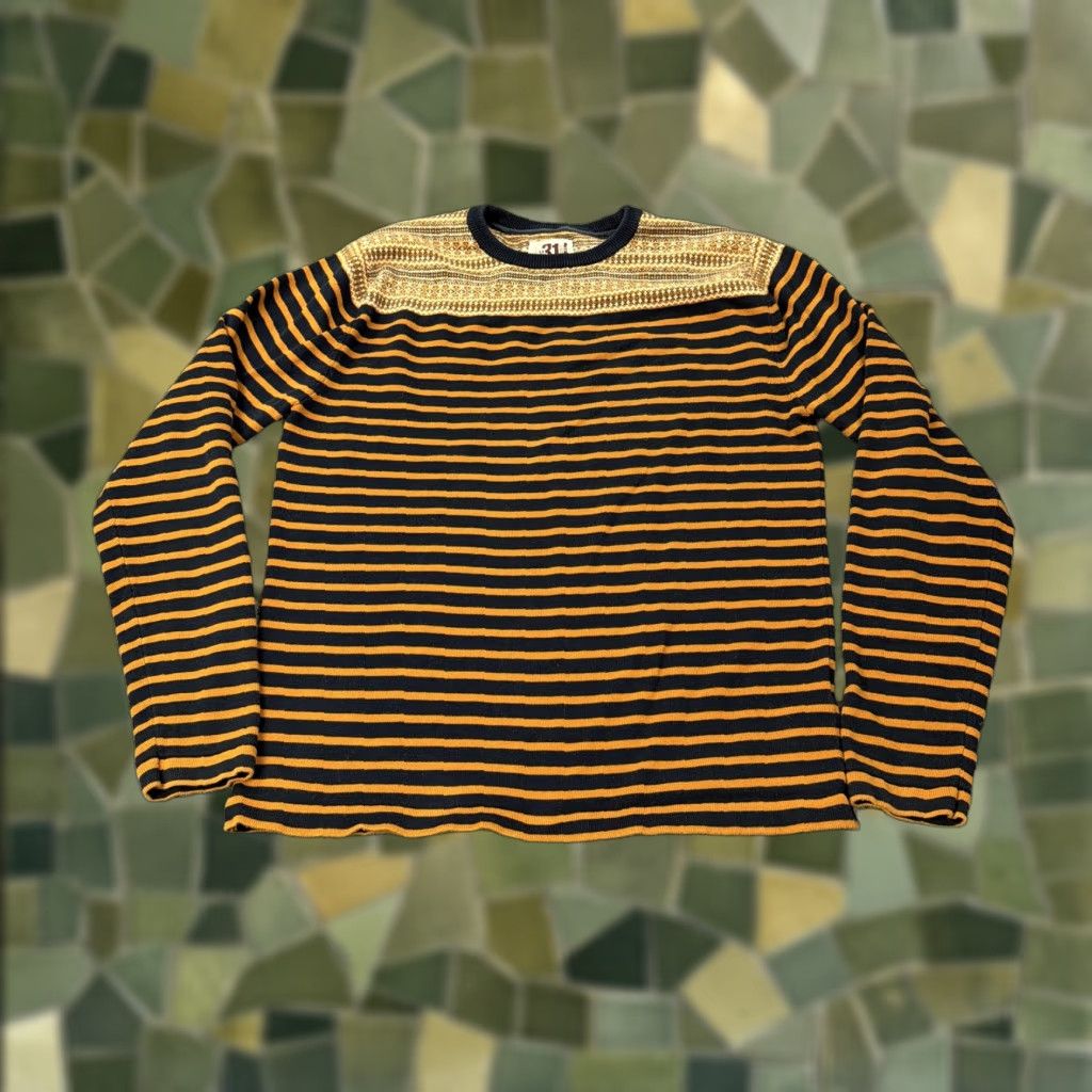 Simons Le 31 Simons Sweater Mens Small Blue Stripe Fair Isle Crewneck Knit Pullover Size US S / EU 44-46 / 1 - 1 Thumbnail