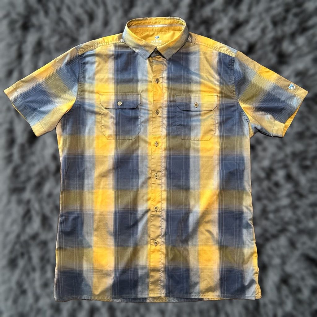 Vintage Kuhl Mens Short Sleeve Button Up Shirt Medium Blue Yellow Plaid Metal Buttons Shirt Shirt Mens Size US M / EU 48-50 / 2 - 1 Thumbnail