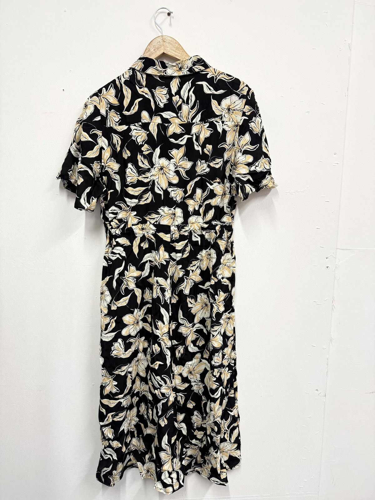 NEXT Next Black Floral Midi Dress Size 16 Size L / US 10 / IT 46 - 4 Thumbnail
