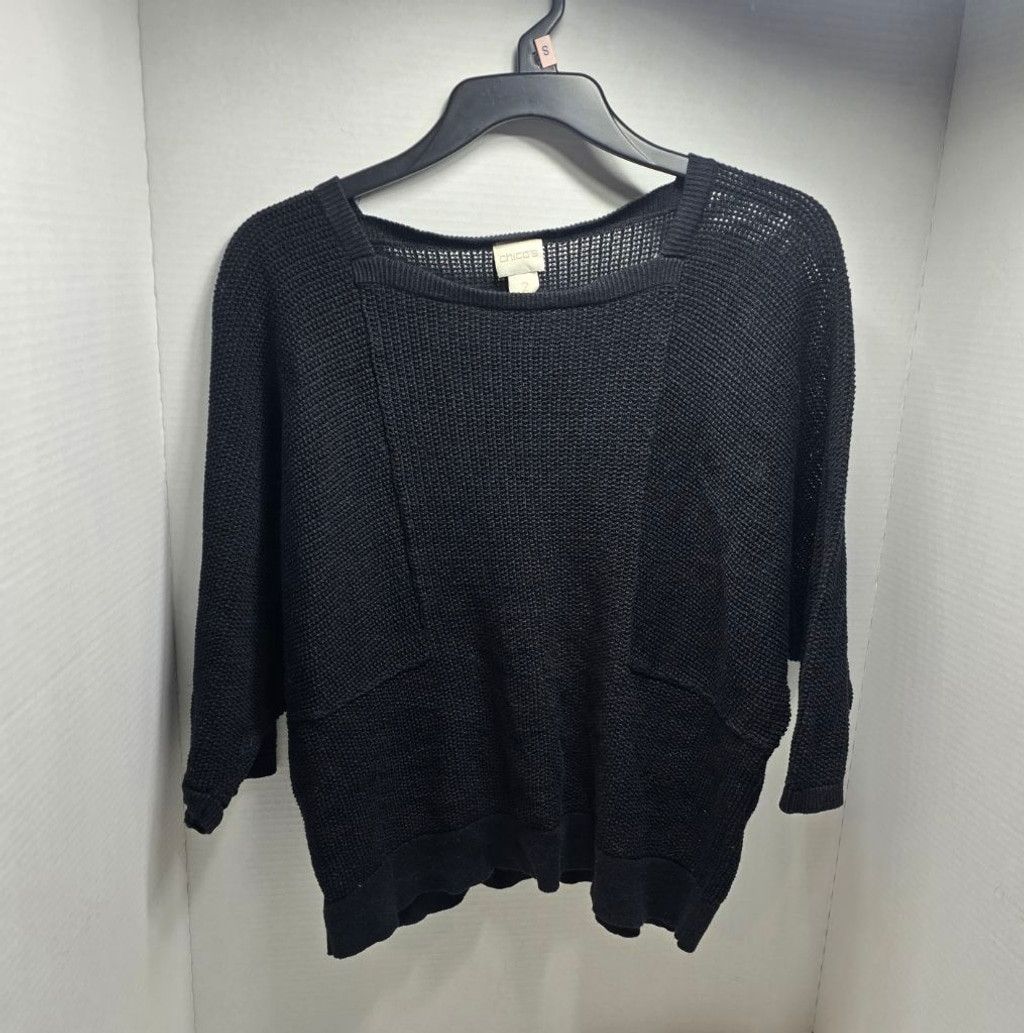 Chicos Women's Chico's Black Crew Neck Sweater Size L Size L / US 10 / IT 46 - 1 Thumbnail