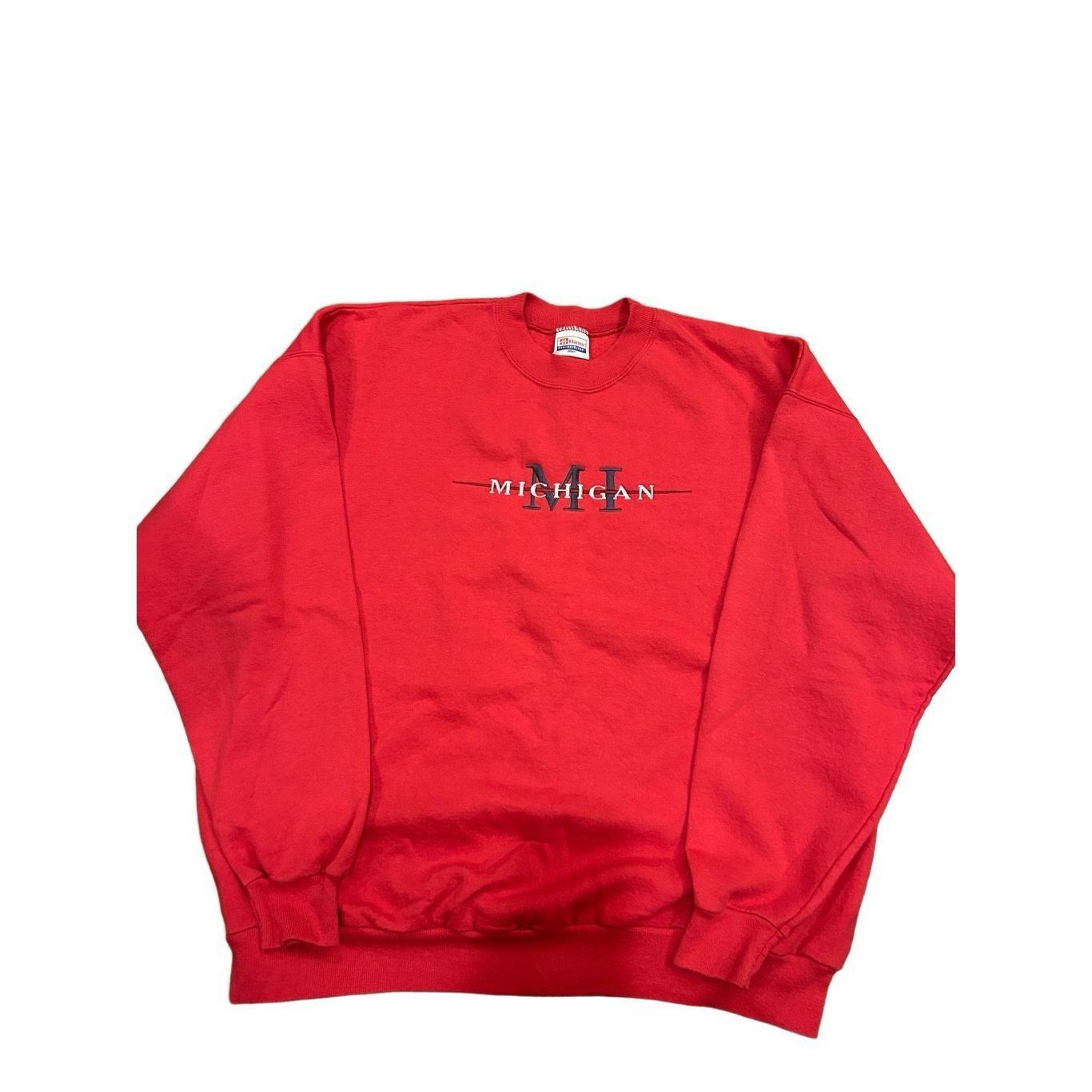 Hanes Vintage 1990s Hanes Michigan college red black sweatshirt cr Size US XL / EU 56 / 4 - 1 Thumbnail