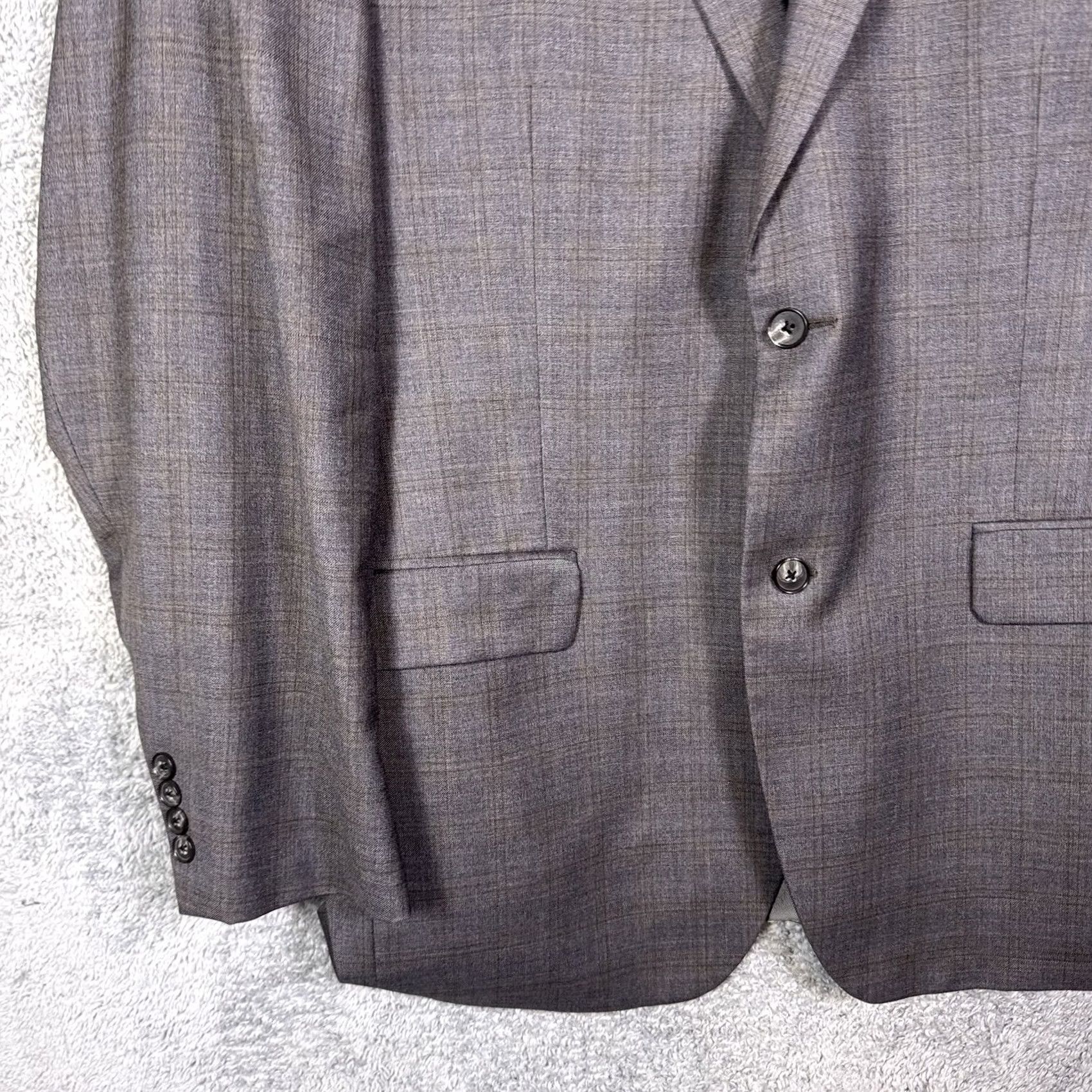 Vintage VINTAGE S. Cohen Suit Mens 48L 36x33 Blazer Slacks 2 Piece Wool Windowpane Gray 80s 90s City Classic Designer Retro Business Formal Mens Size 48R - 3 Thumbnail