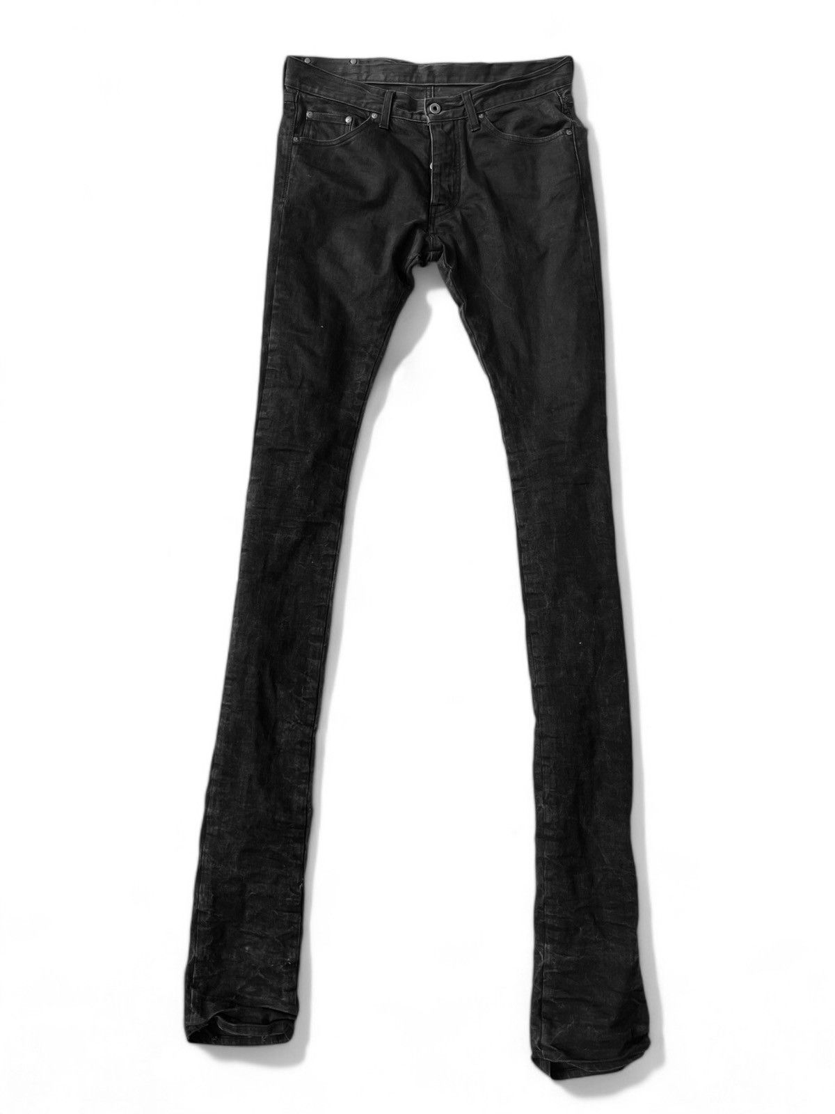 パンツ ISAMUKATAYAMA BACKLASH black biker denim ISAMU KATAYAMA BACKLASH - FW19 Jeans with kangaroo leather