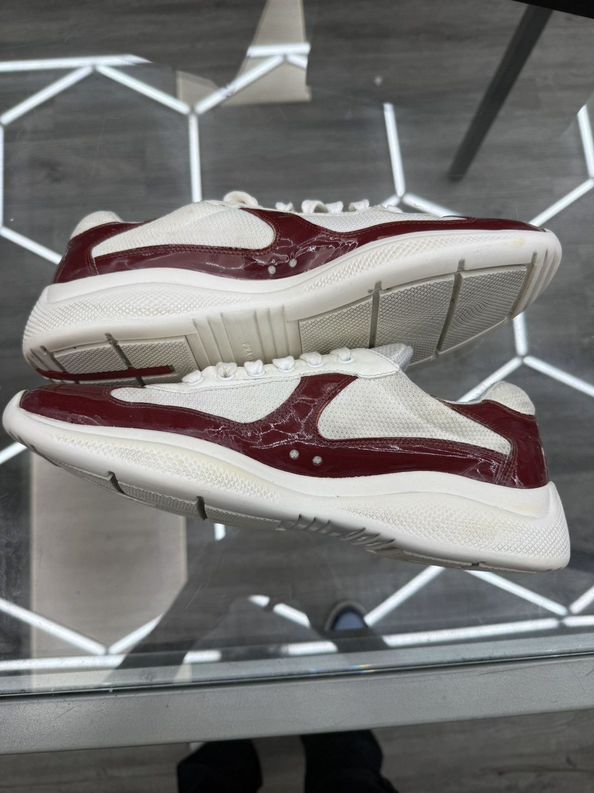 Prada Prada Cup Sneakers - Maroon/White Size US 10.5 / EU 43-44 - 3 Thumbnail