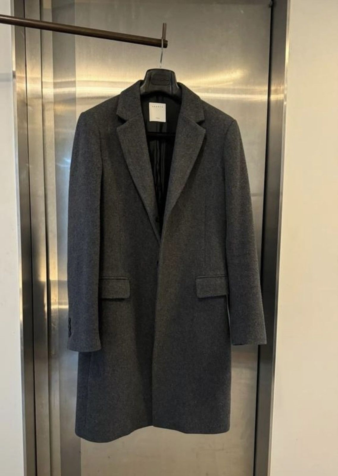 Sandro Sandro Heather wool blend boradcloth coat in dark grey S M Size US M / EU 48-50 / 2 - 4 Thumbnail