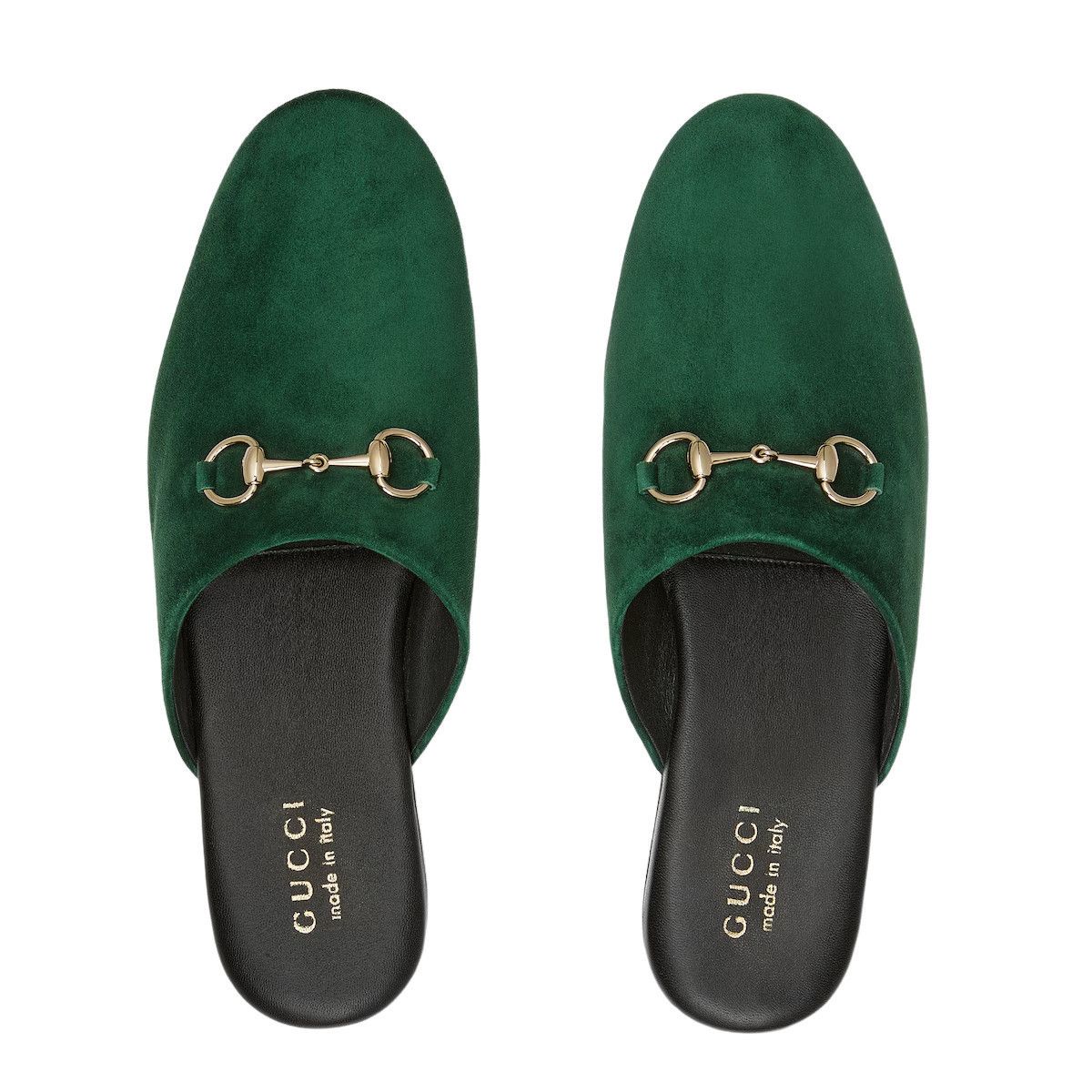 GUCCI $990 Women's Green Suede Horsebit Mules New (Women's s