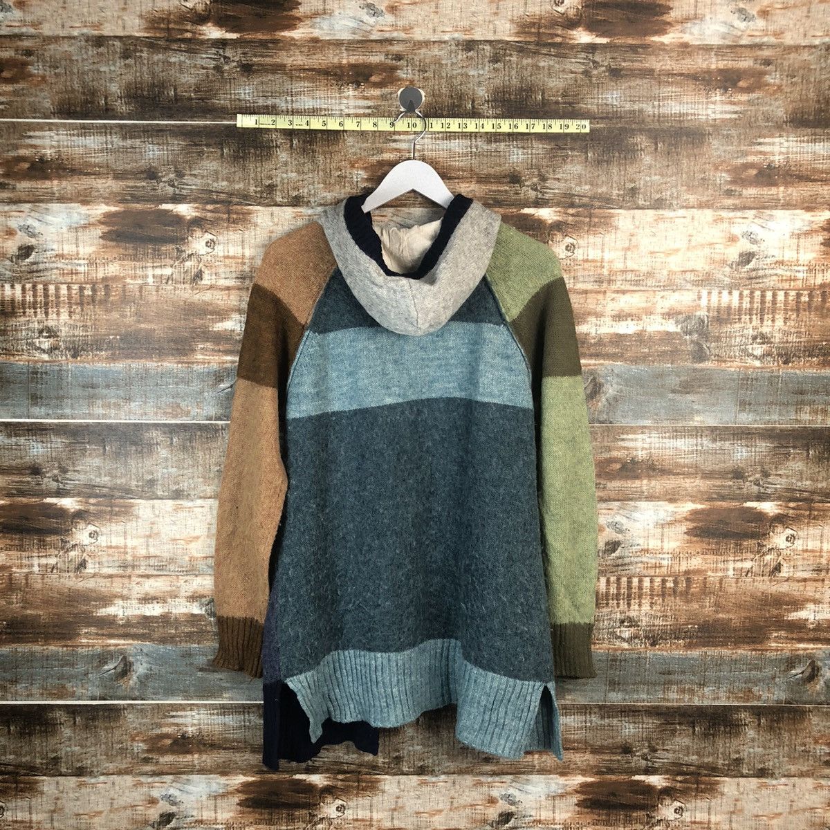 Homespun Knitwear × Japanese Brand Cube Sugar Multicolor patchwork Cardigan Knitwear #A2277 Size US M / EU 48-50 / 2 - 10 Thumbnail