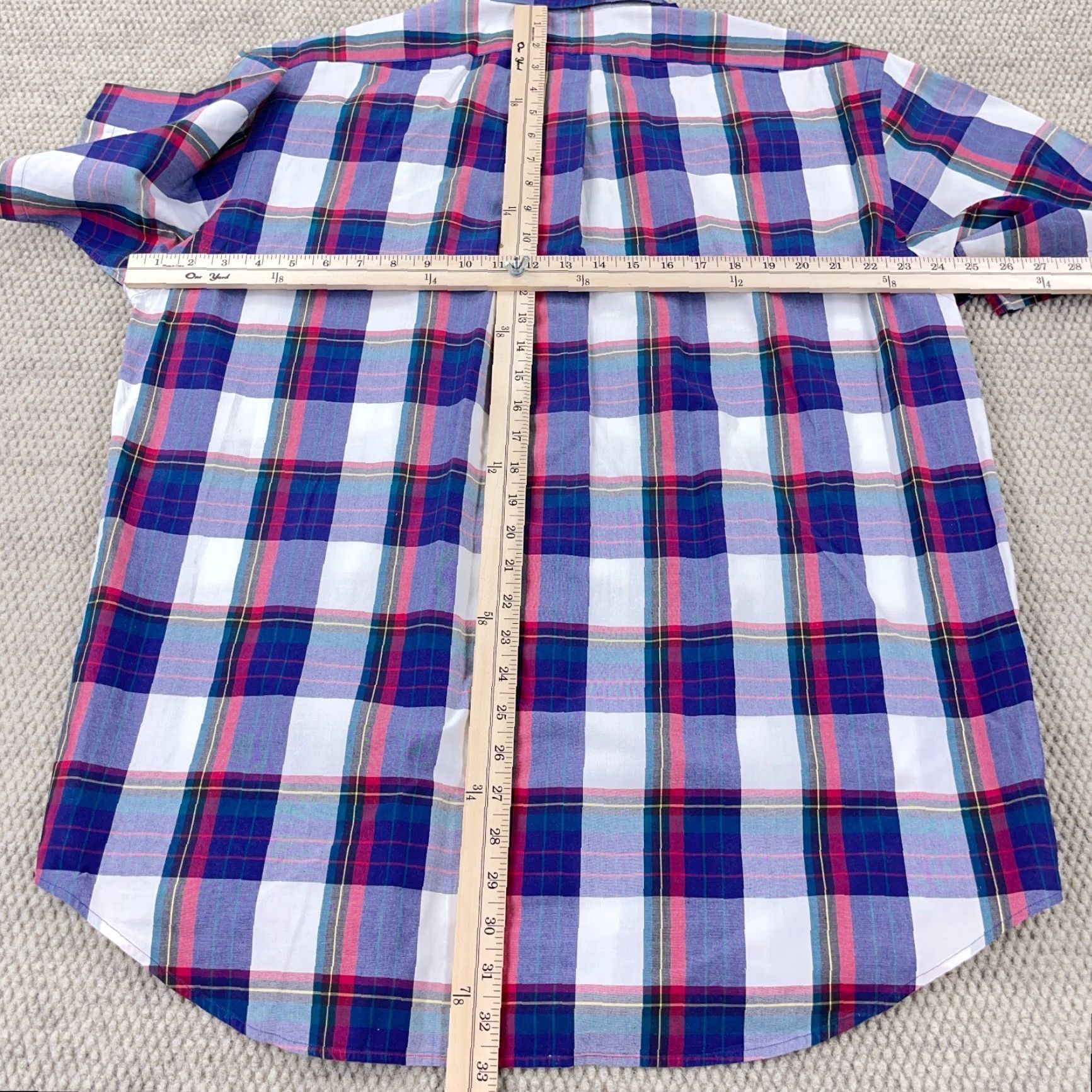 Ralph Lauren VINTAGE Ralph Lauren Shirt Men Large Blue Button Up Madras Plaid Camp India Vintage Size US L / EU 52-54 / 3 - 7 Thumbnail