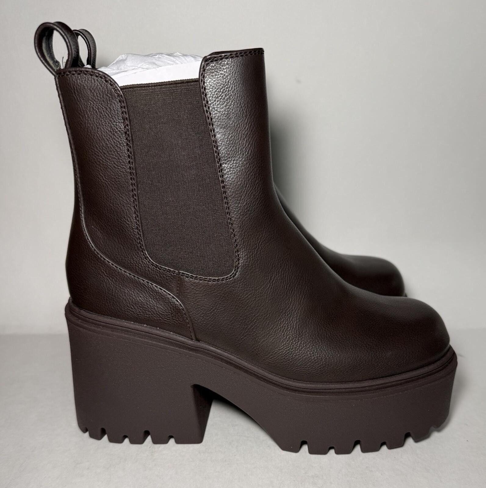 Other BURUDANI Chelsea Ankle Boots 4 inch Chunky Wedge Heel Brown Size US 9 / IT 39 - 3 Thumbnail