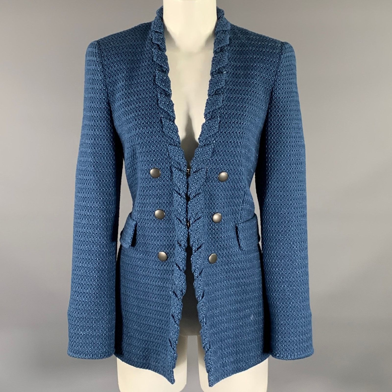 Akris Size M Blue Knit Sport Coat, Women's