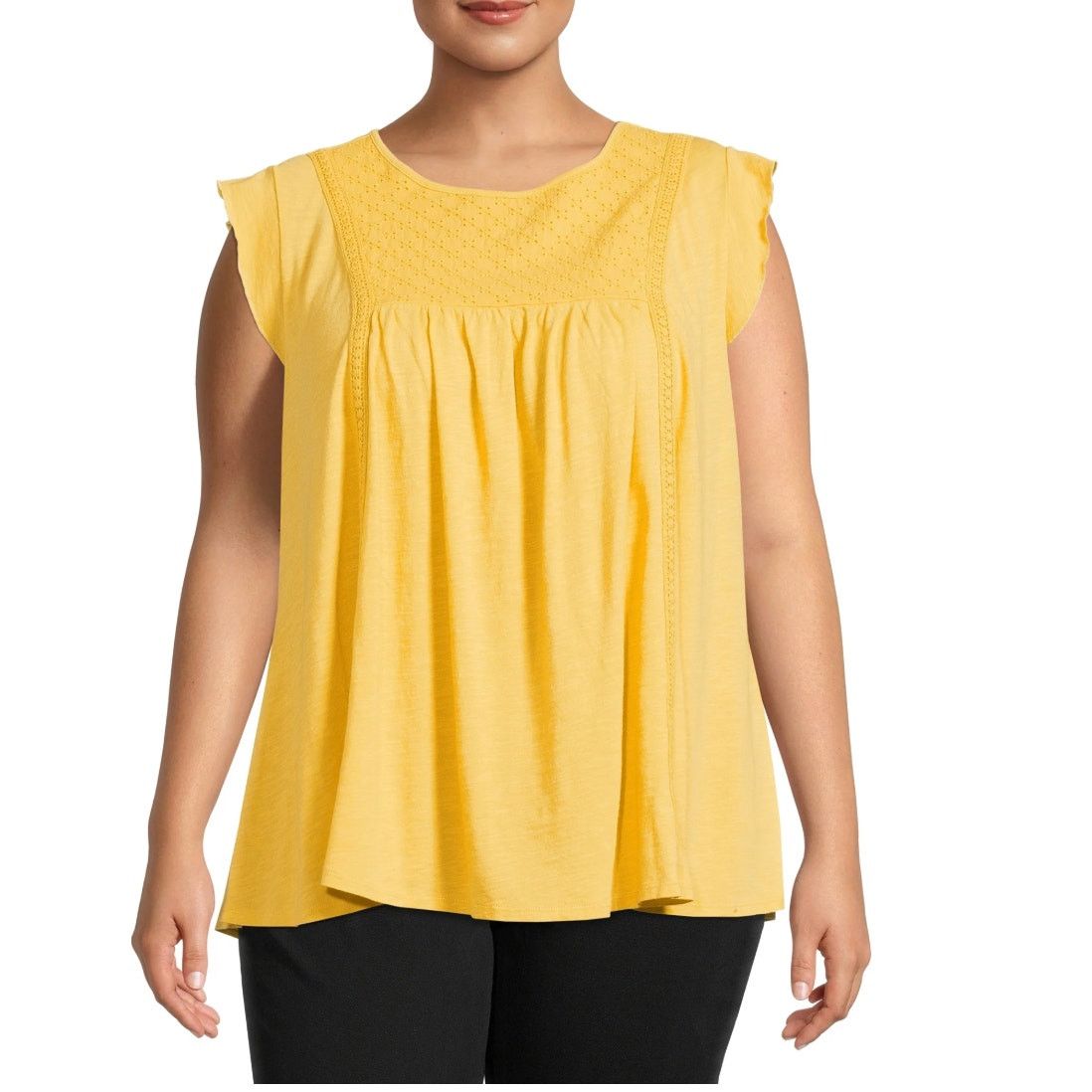 Other Terra & Sky Women's Plus Size Eyelet Trim Flutter Sleeve Top Size L / US 10 / IT 46 - 1 Thumbnail