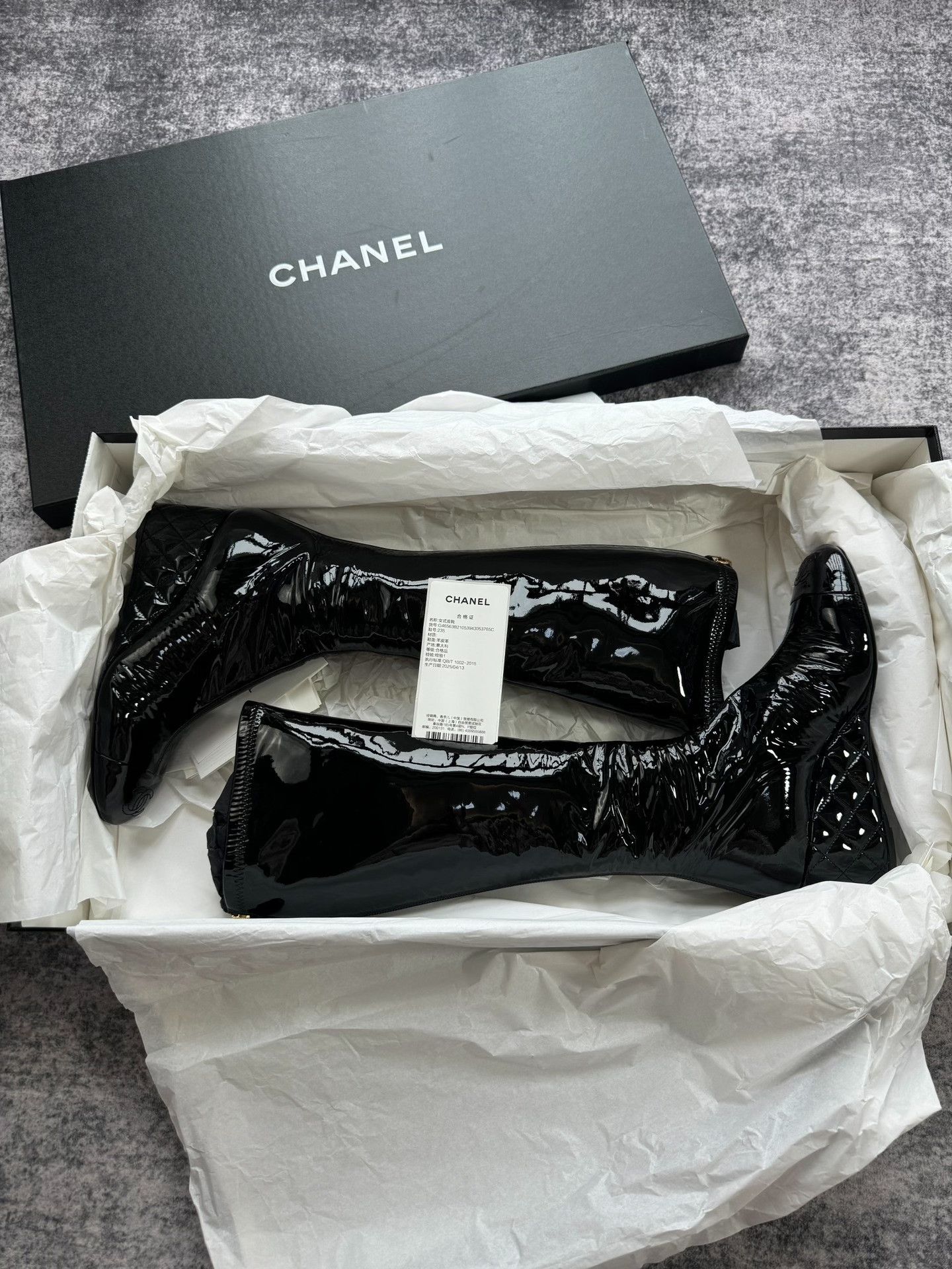 Chanel Chanel Patent Leather Wedge Knee-High Boots Size US 6 / IT 36 - 1 Thumbnail