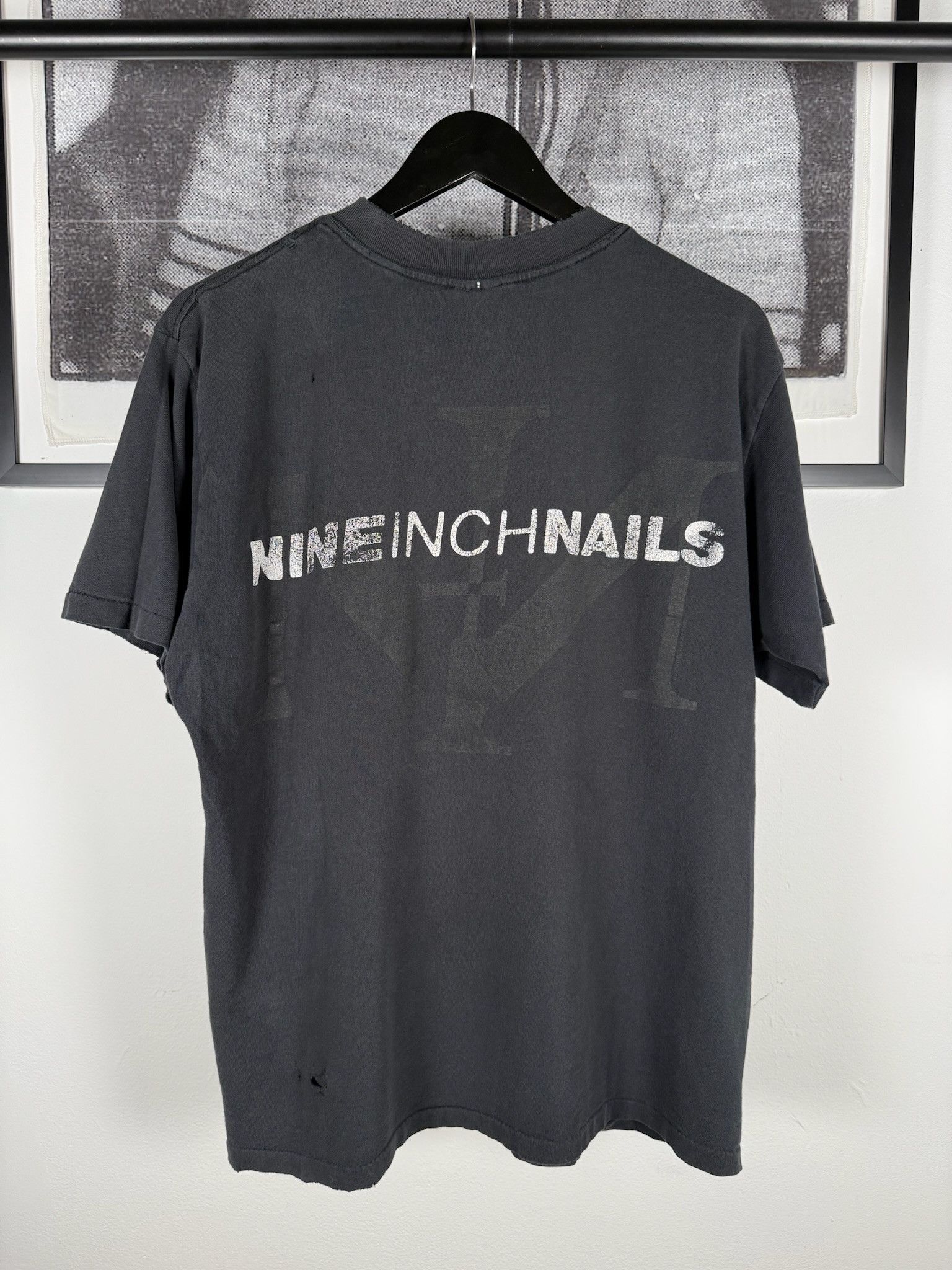 Vintage 🚭VINTAGE 90s🚭THRASHED NINE INCH NAILS “NIN” LOGO SHIRT Size US L / EU 52-54 / 3 - 7 Thumbnail