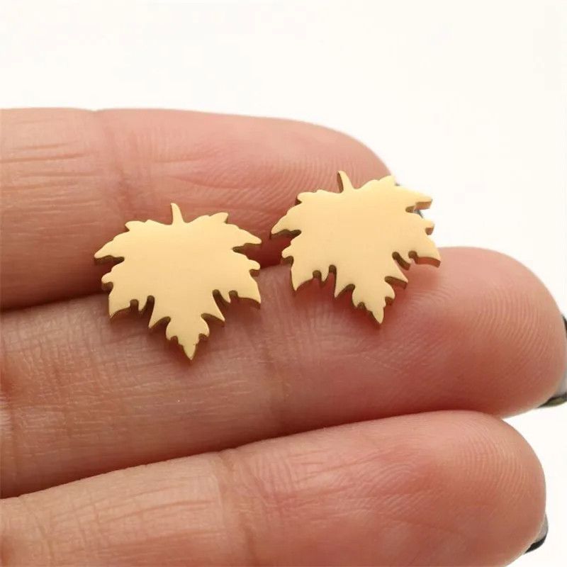 Jewelry Maple Leaf Stud Earrings Charm Earring Gift Size ONE SIZE - 1 Thumbnail