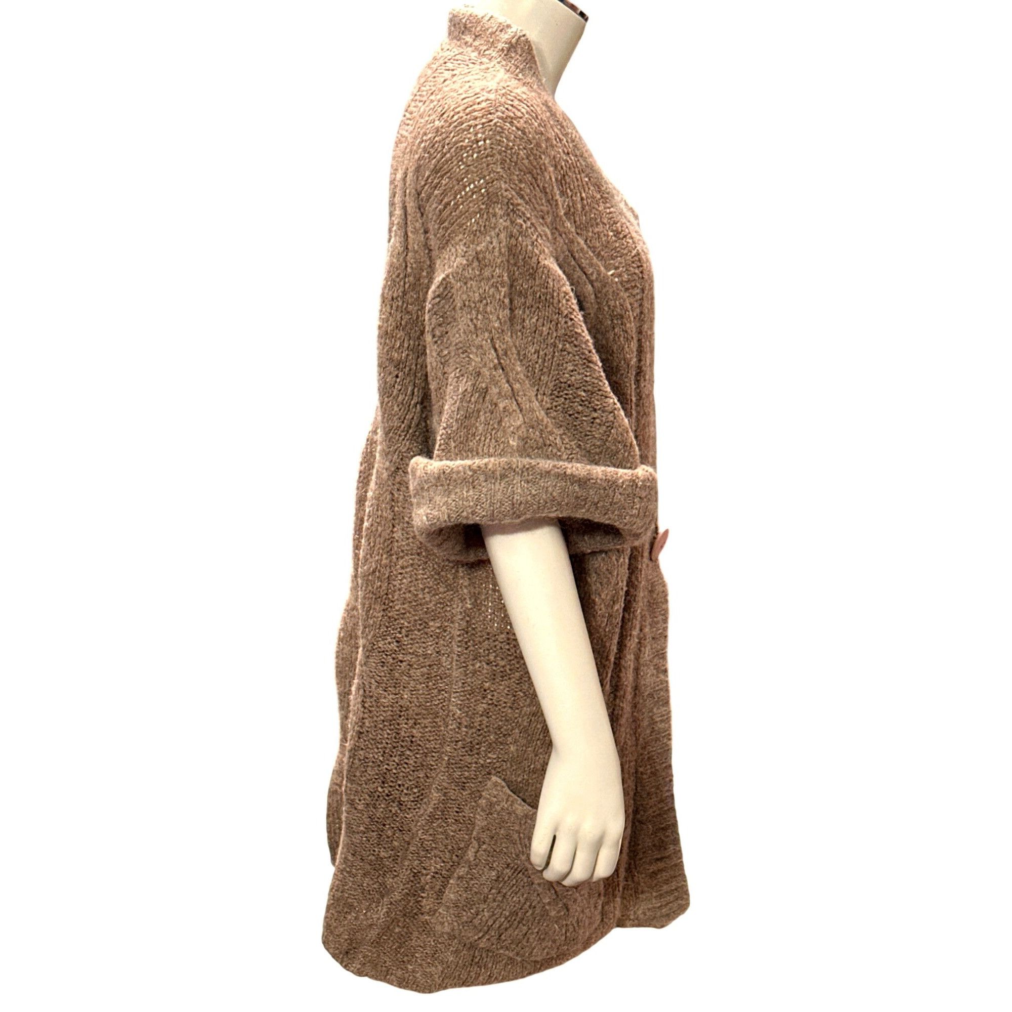 Other CCC Cozy Knit Button Up Brown Cardigan Sweater Pockets Short Size L / US 10 / IT 46 - 4 Thumbnail