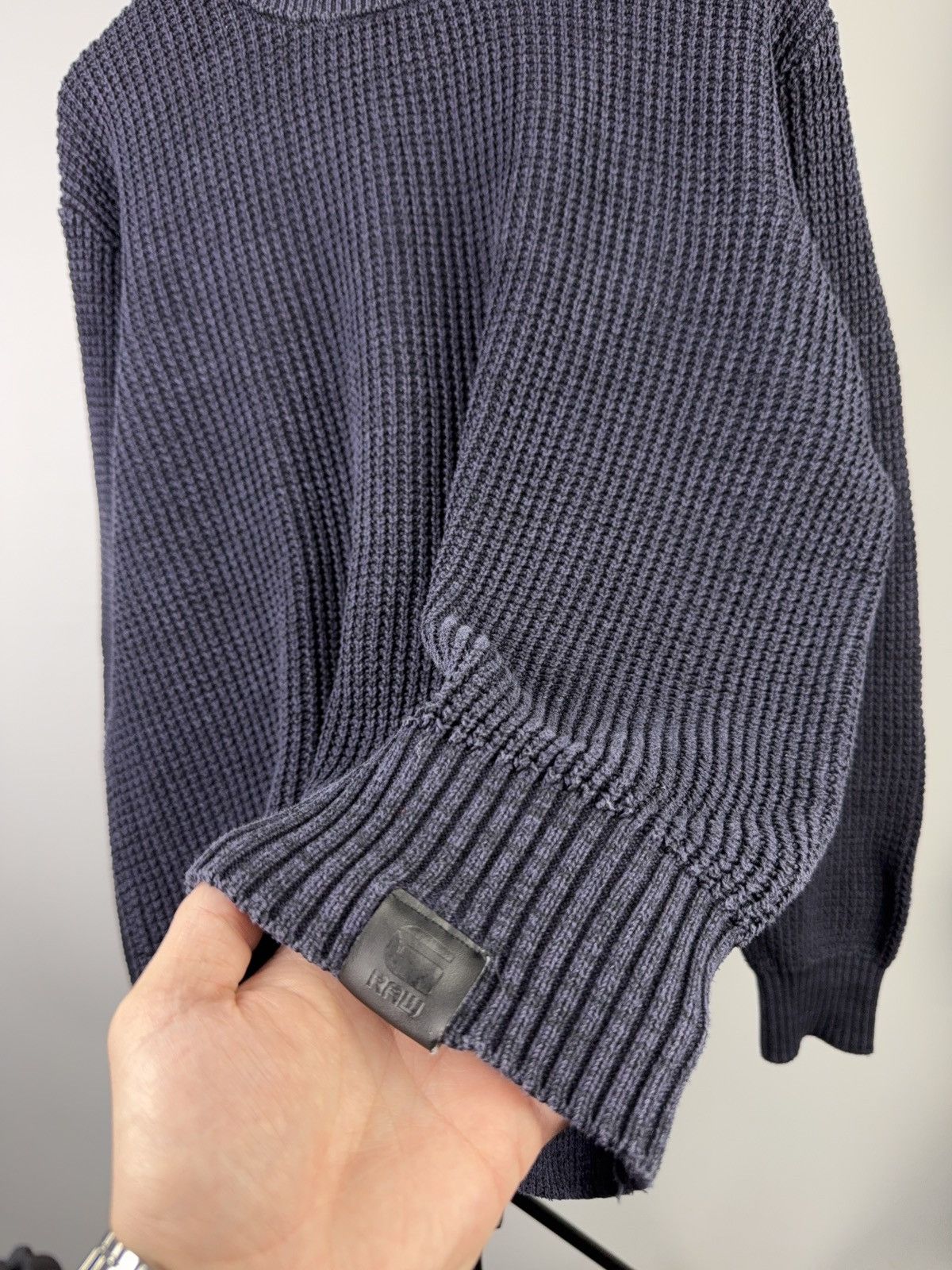 G-Star Vintage 00s Avant Garde G-Star Raw Heavy Knit Sweater Navy Size US L / EU 52-54 / 3 - 3 Thumbnail