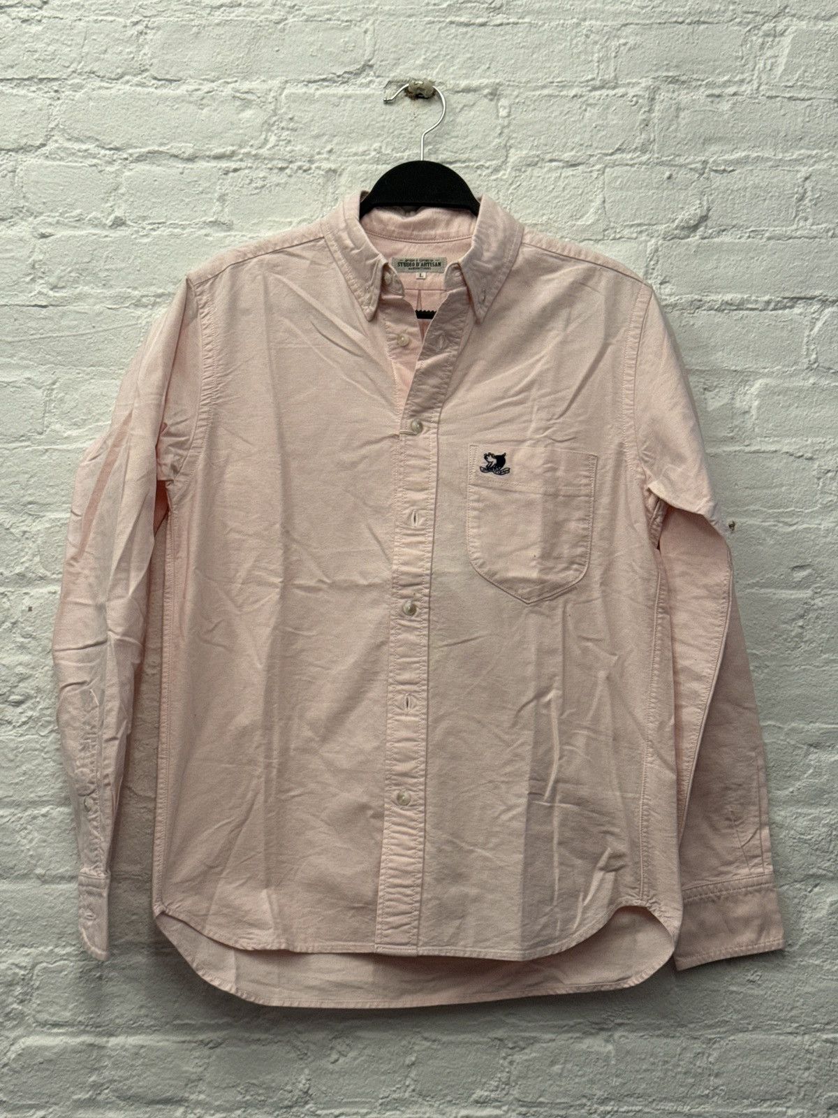 image of Studio Dartisan Sda Oxford Shirt With Pig Embroidery in Pink, Men's (Size Medium)