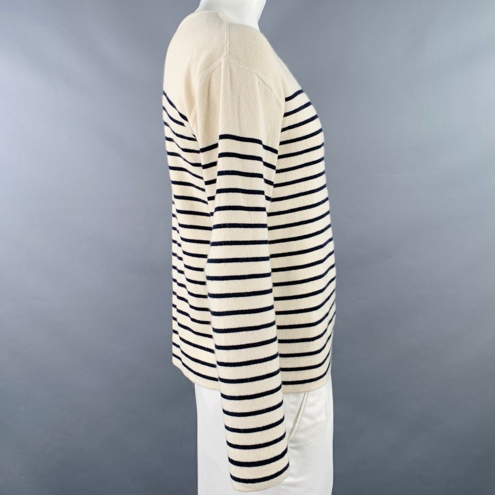 Polo Ralph Lauren Size L Cream Black Stripe Cotton Cashmere Pullover Size US L / EU 52-54 / 3 - 2 Thumbnail