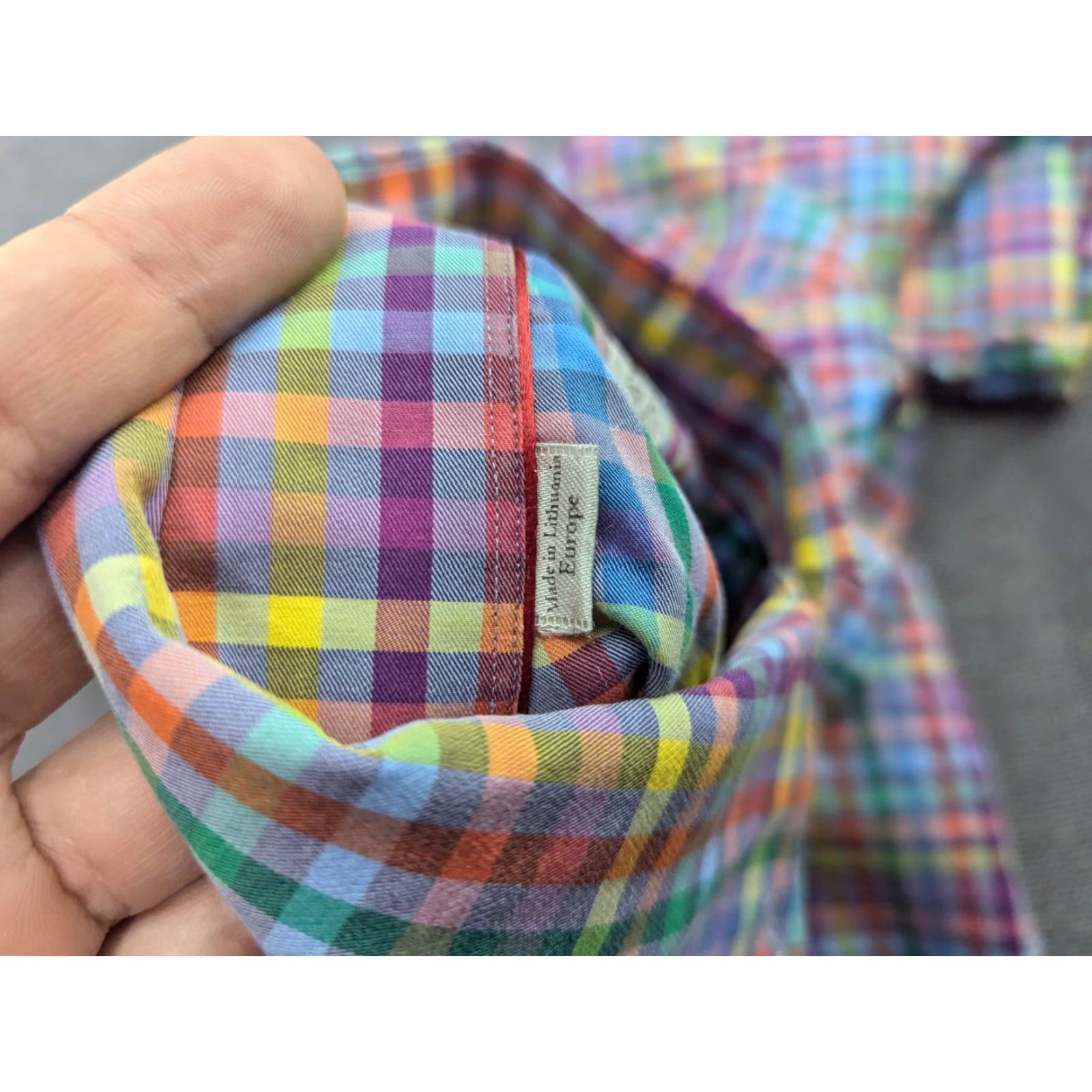 Eton ETON Mens Button Up Shirt 41 Slim Plaid Check Long Sleeve Multicolor Cotton Canvas Button-Up Men Size 41 Slim Mens Size US L / EU 52-54 / 3 - 5 Thumbnail