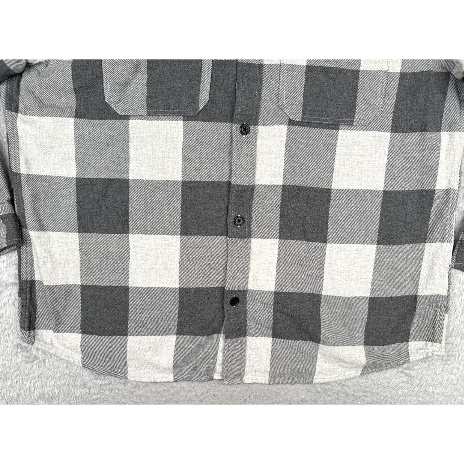 H&M H&M Shirt Men 2XL Gray White Plaid Flannel Button-Up Pockets Wool Blend Casual Workwear Mid Weight 3-Pocket Button Up Mens Size US XXL / EU 58 / 5 - 5 Thumbnail