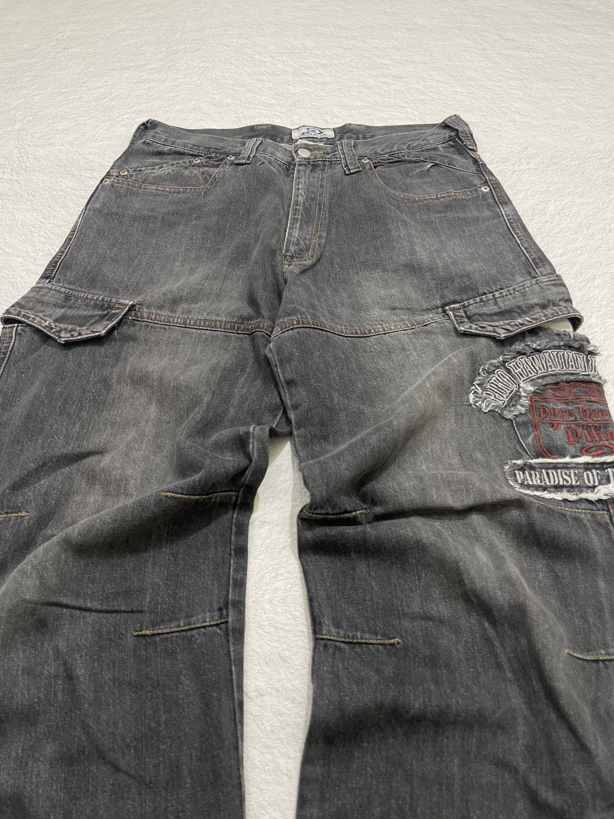 Japanese Brand 2000s Pico Embroidered Cargo Baggy Jeans Size US 32 / EU 48 - 3 Thumbnail