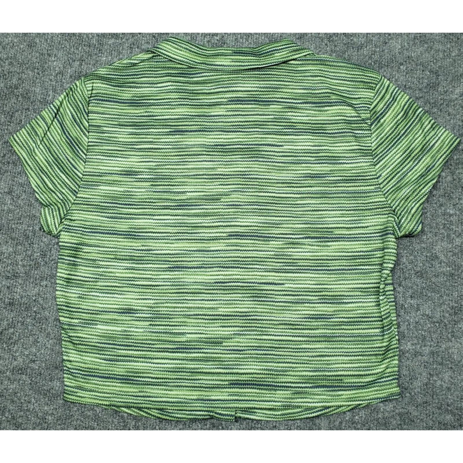Vintage Rue21 Shirt Womens L Green Button Up Collared Space Dye Stretch Top New Size L / US 10 / IT 46 - 6 Thumbnail
