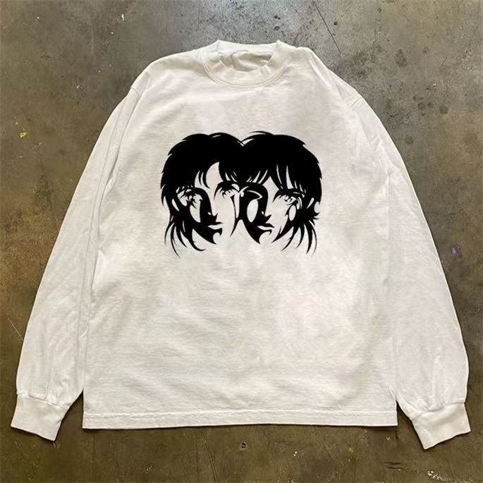 Japanese Brand White retro face print long-sleeved t-shirt Size US M / EU 48-50 / 2 - 1 Thumbnail