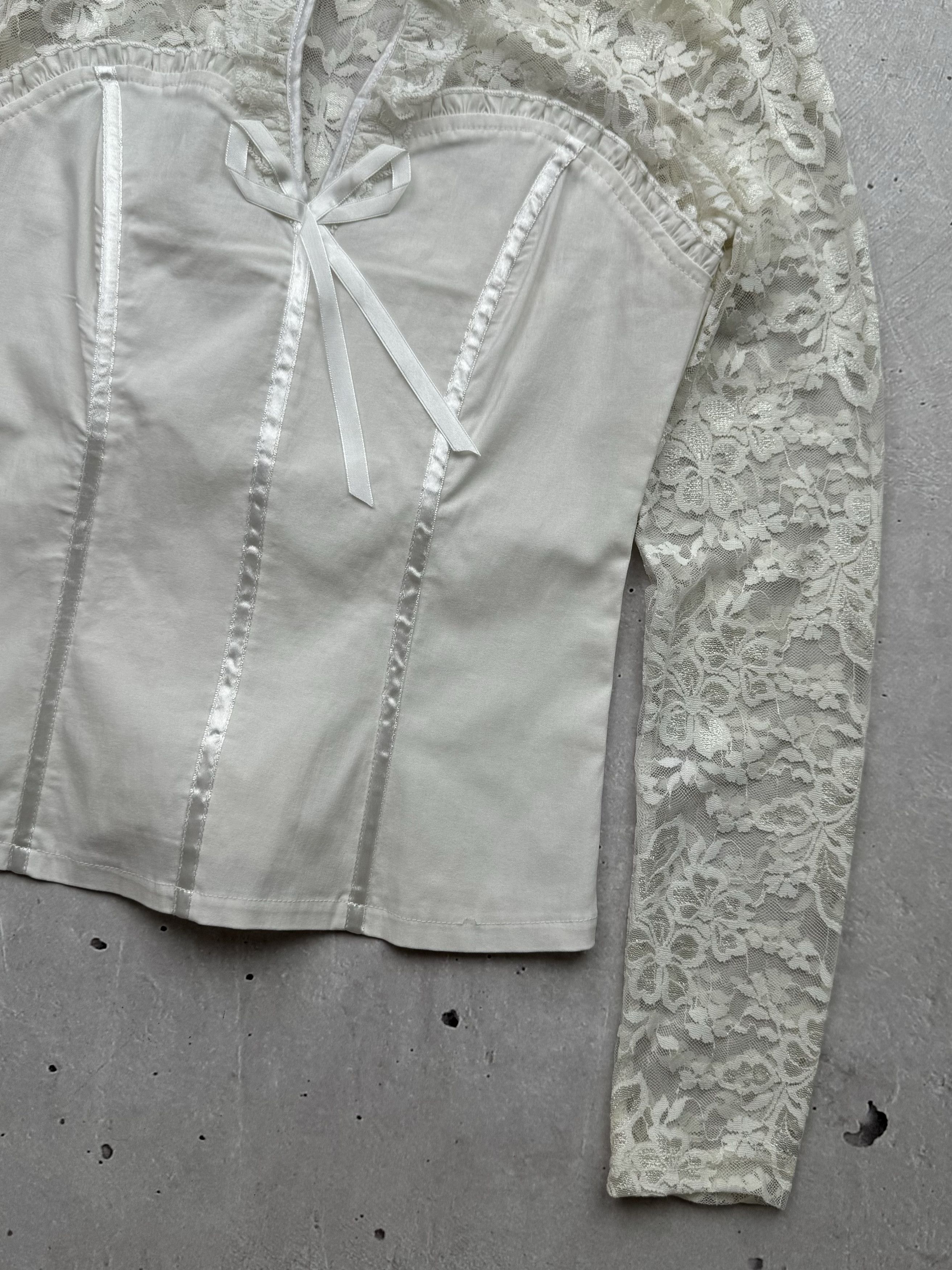 Japanese Brand Vintage Lace Mesh Amazing Blouse Size XS / US 0-2 / IT 36-38 - 3 Thumbnail