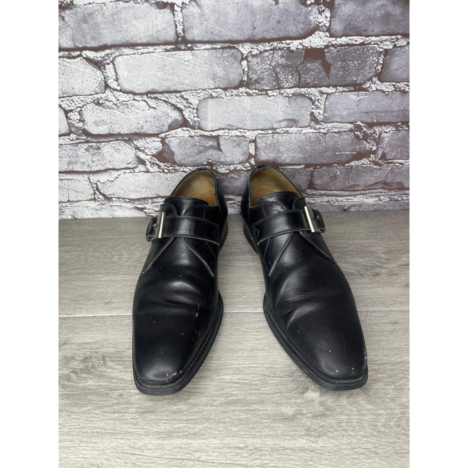 Magnanni Magnanni Black Leather Buckle Monk Strap Loafers Dress Shoes Size US 9.5 / EU 42-43 - 8 Thumbnail