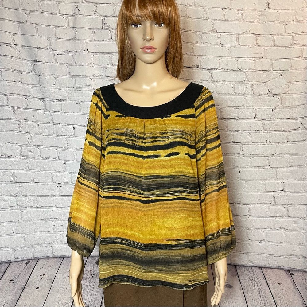 Anne Klein New Anne Klein Silk 3/4 Puff Sleeve Blouse Size L Size L / US 10 / IT 46 - 1 Thumbnail