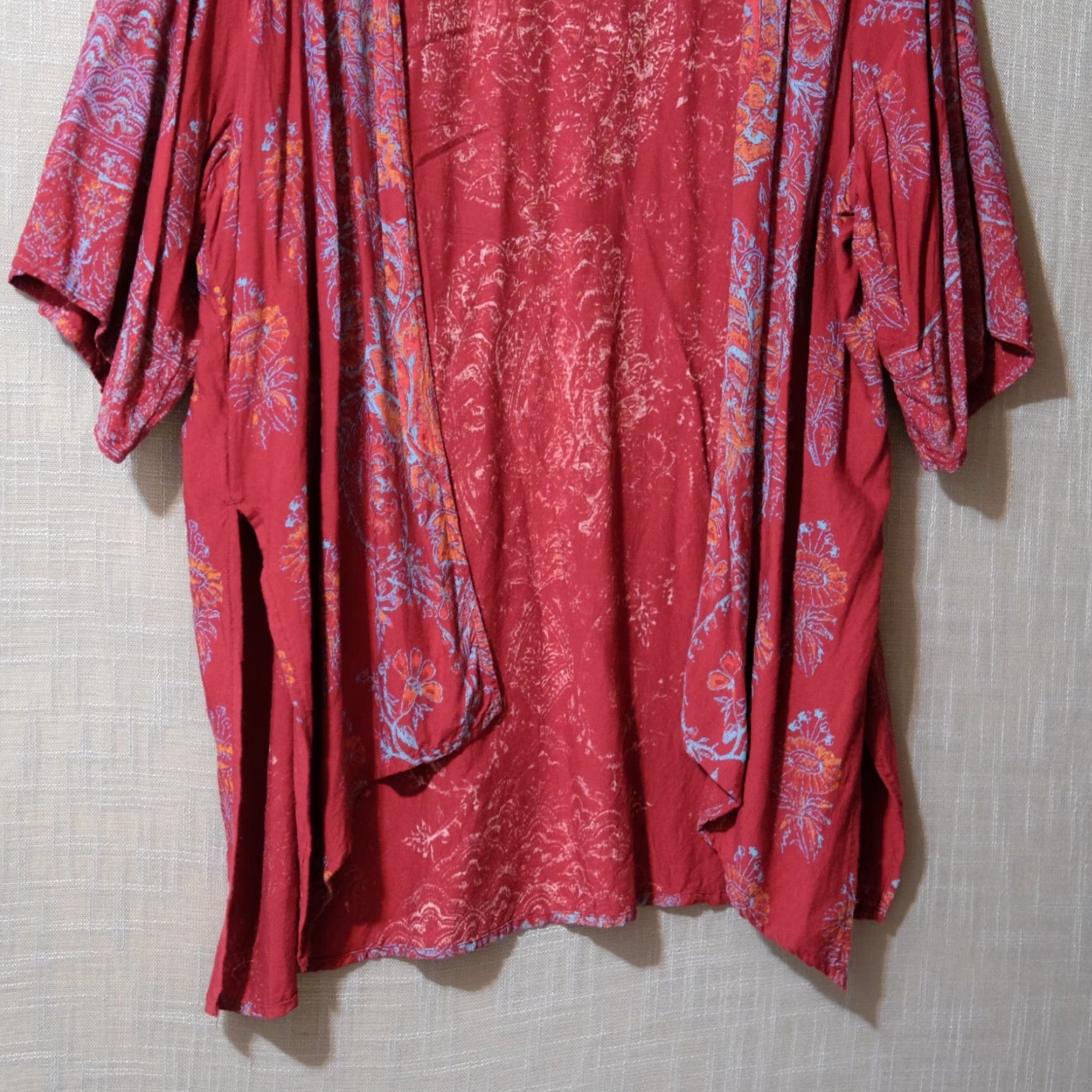Billabong VINTAGE Billabong Kimono Floral Open Front Cardigan Dark Red Women's M #H55-37 Size M / US 6-8 / IT 42-44 - 3 Thumbnail