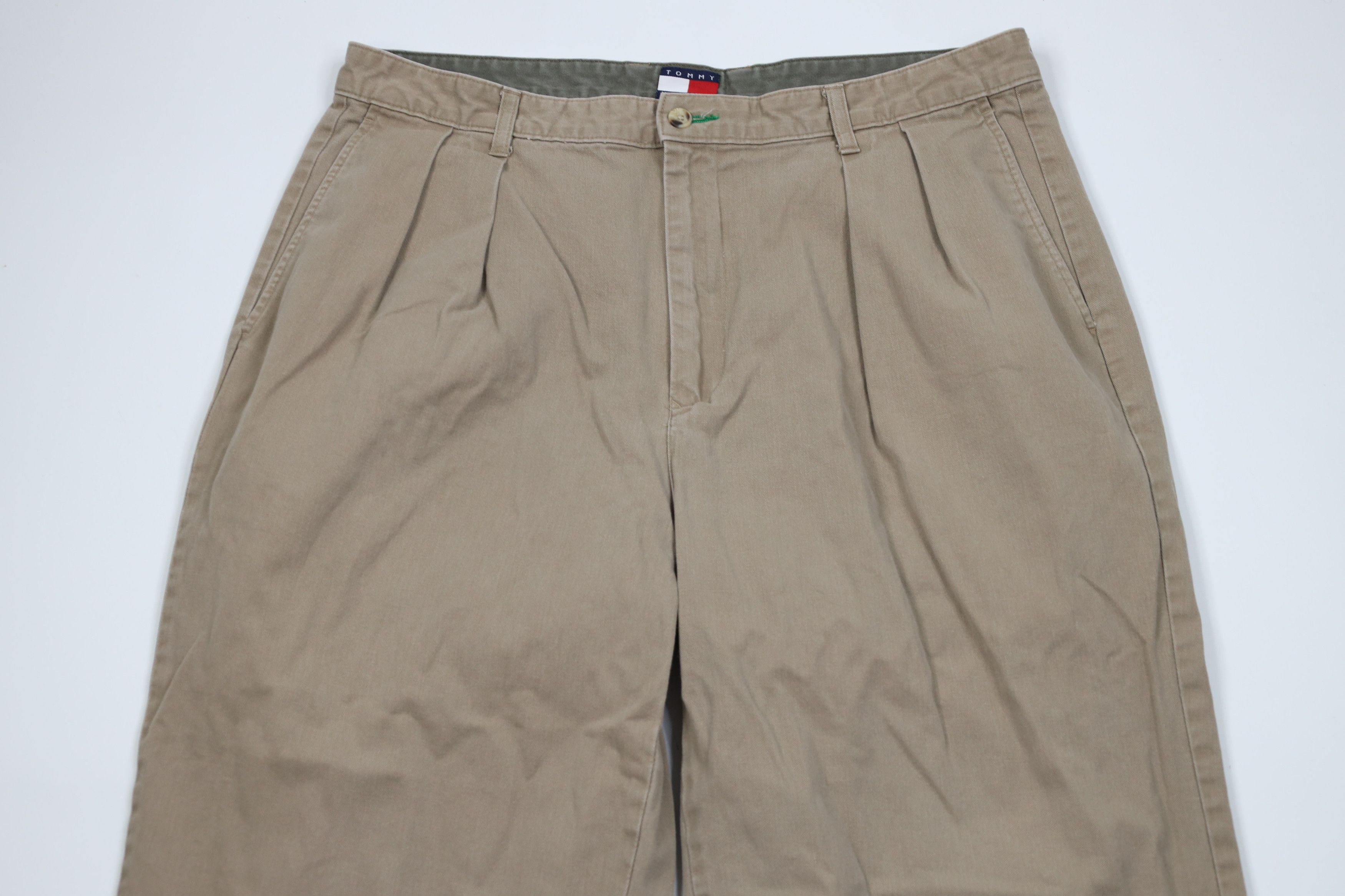 Tommy Hilfiger Vintage 90s Tommy Hilfiger Cuffed Wide Leg Chino Pants Beige Size US 36 / EU 52 - 2 Thumbnail