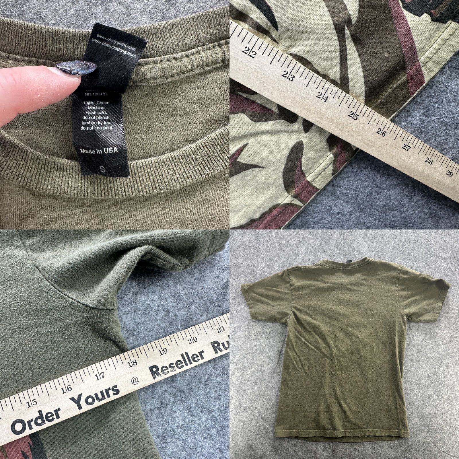 Obey VINTAGE Obey T-Shirt Mens Small Urban Art Graphic Rose Girl Olive Green Made USA Size US S / EU 44-46 / 1 - 8 Thumbnail