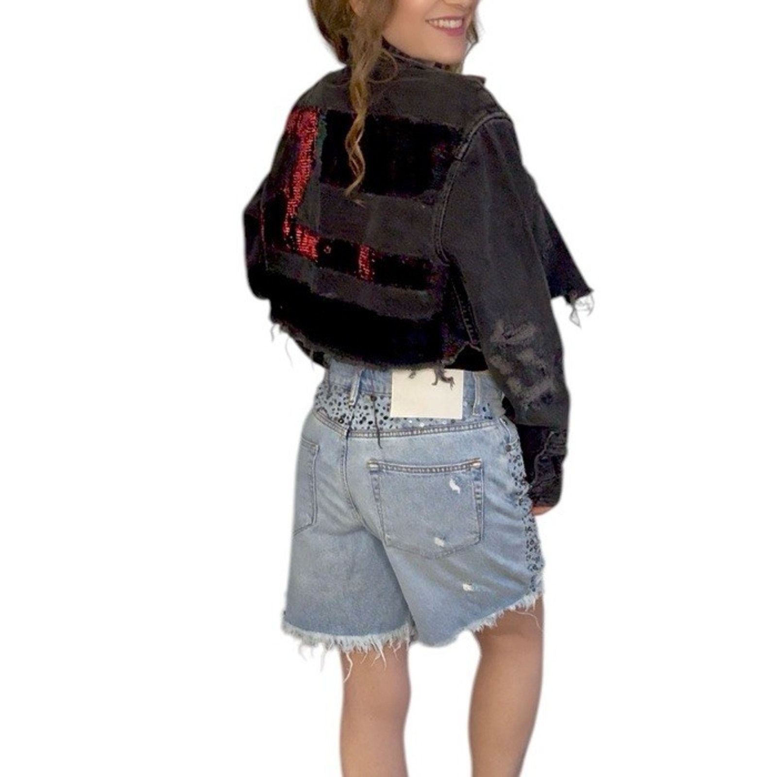 Zara Steven ZHU Deep House Electronic Music Upcycled Denim Jacket Size L / US 10 / IT 46 - 4 Thumbnail