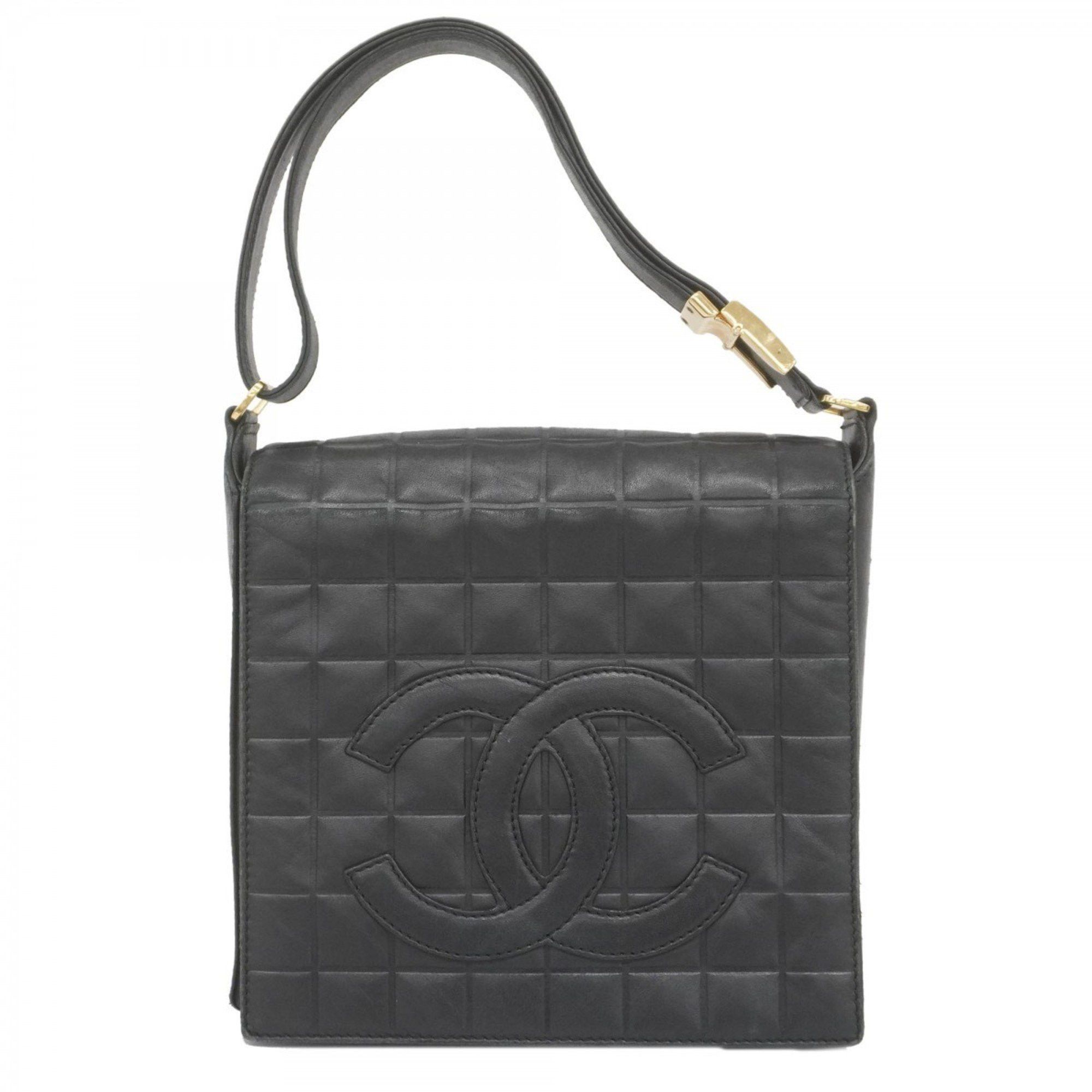 Chanel Shoulder Bag Chocolate Bar Lambskin Black Women's