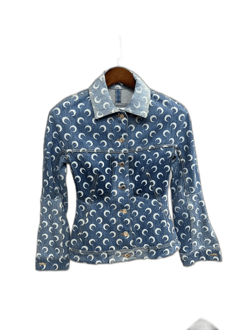 Marine Serre Marine Serre Denim Jacket with Moon Print Size S / US 4 / IT 40 - 1 Thumbnail