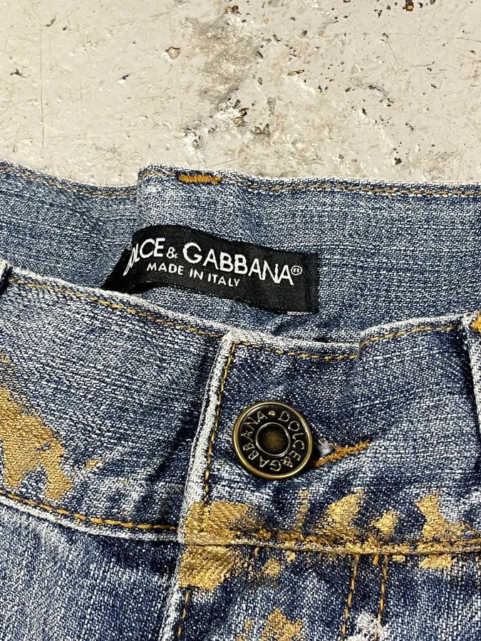 Designer × Dolce & Gabbana × Vintage AW2005 Dolce & Gabbana Painted Blue Denim Jeans Size US 30 / EU 46 - 9 Thumbnail
