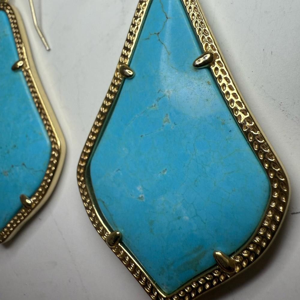 Designer Kendra Scott Alexandra Turquoise Blue Gold Drop Earrings Size ONE SIZE - 7 Thumbnail