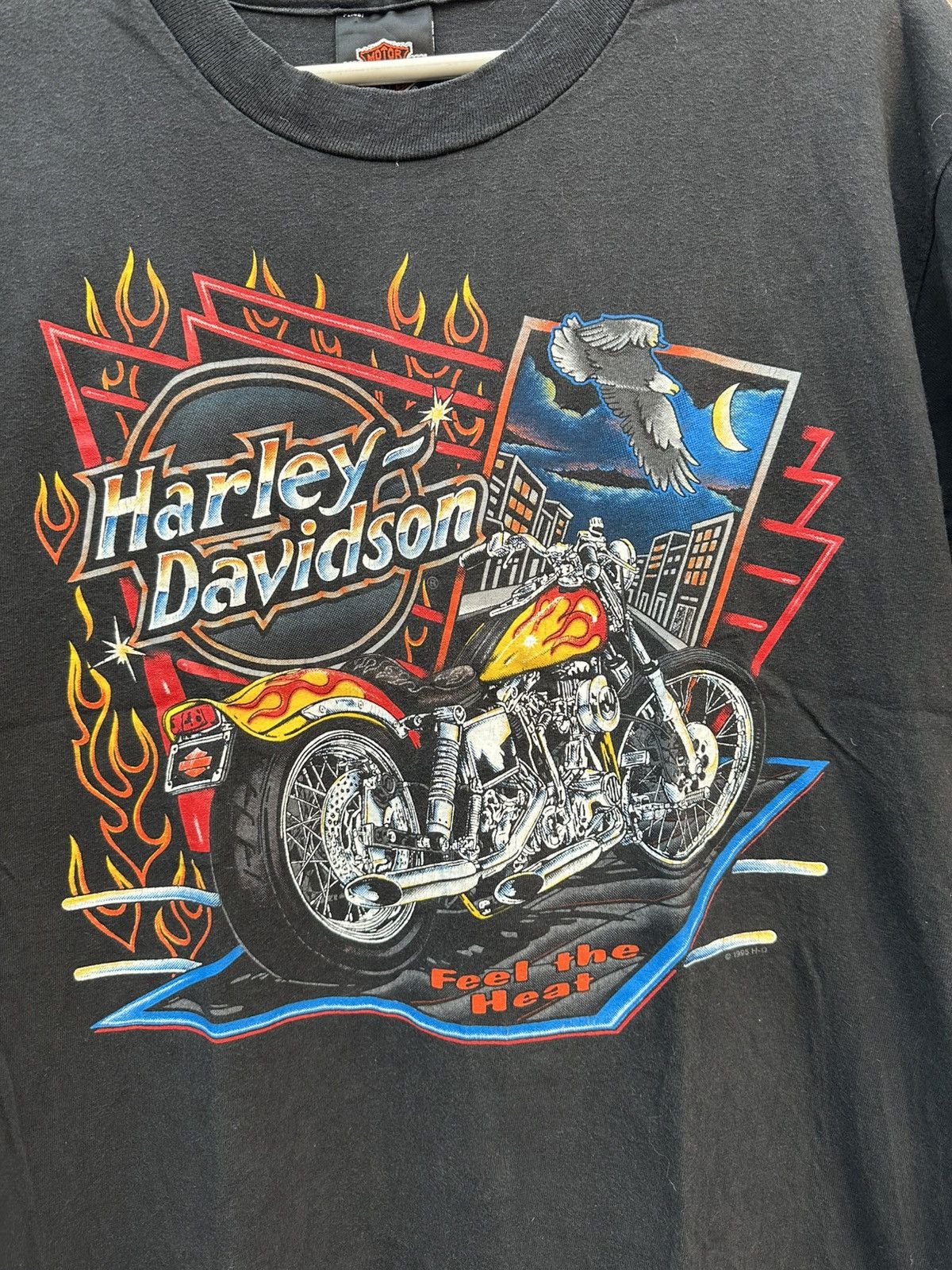 Harley Davidson × Vintage 1995 vintage Harley Davidson Feel HD the heat T-shirt Size US M / EU 48-50 / 2 - 2 Thumbnail