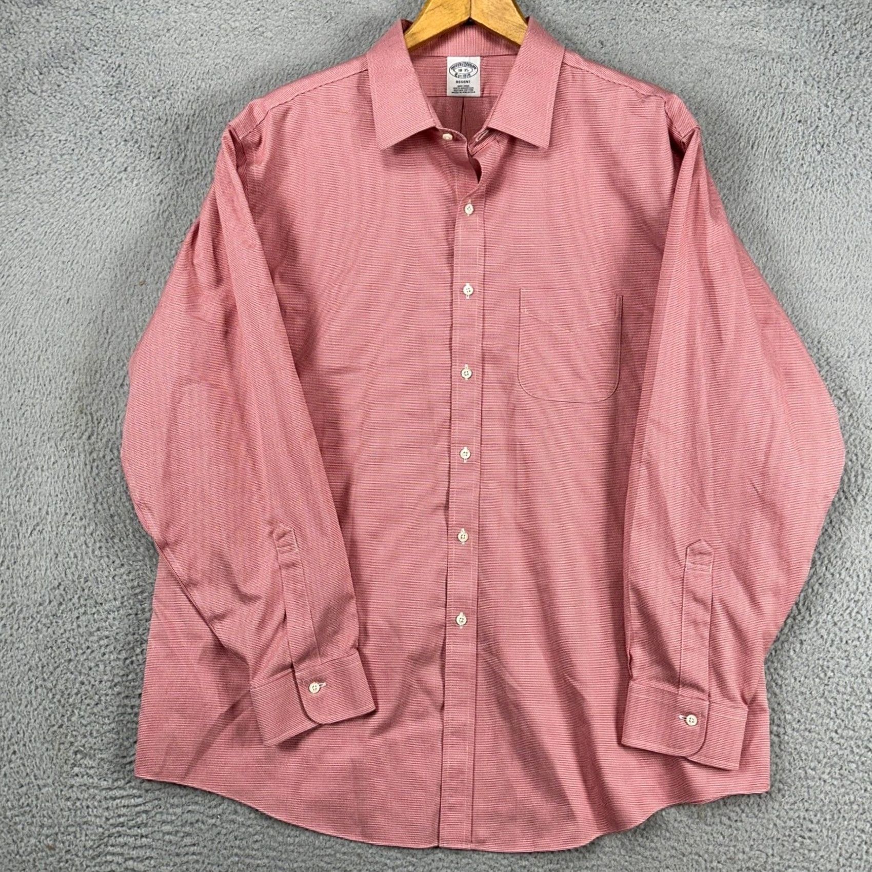 Brooks Brothers Brooks Brothers Regent Mens Dress Shirt 18-35 Red White Houndstooth Button Up Shirt Size 48R - 4 Thumbnail