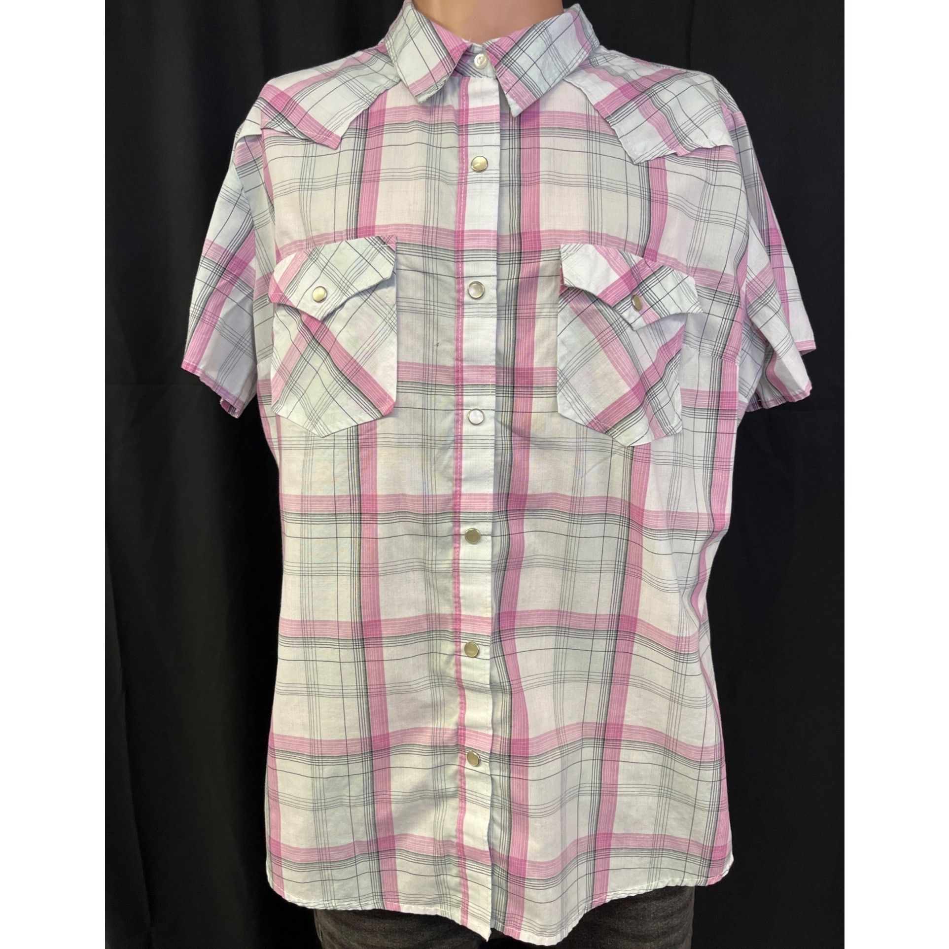 Wrangler Wrangler Women's Pink Plaid Shirt/Pearl Snaps Sz XL SKU 4864 Size XL / US 12-14 / IT 48-50 - 1 Thumbnail