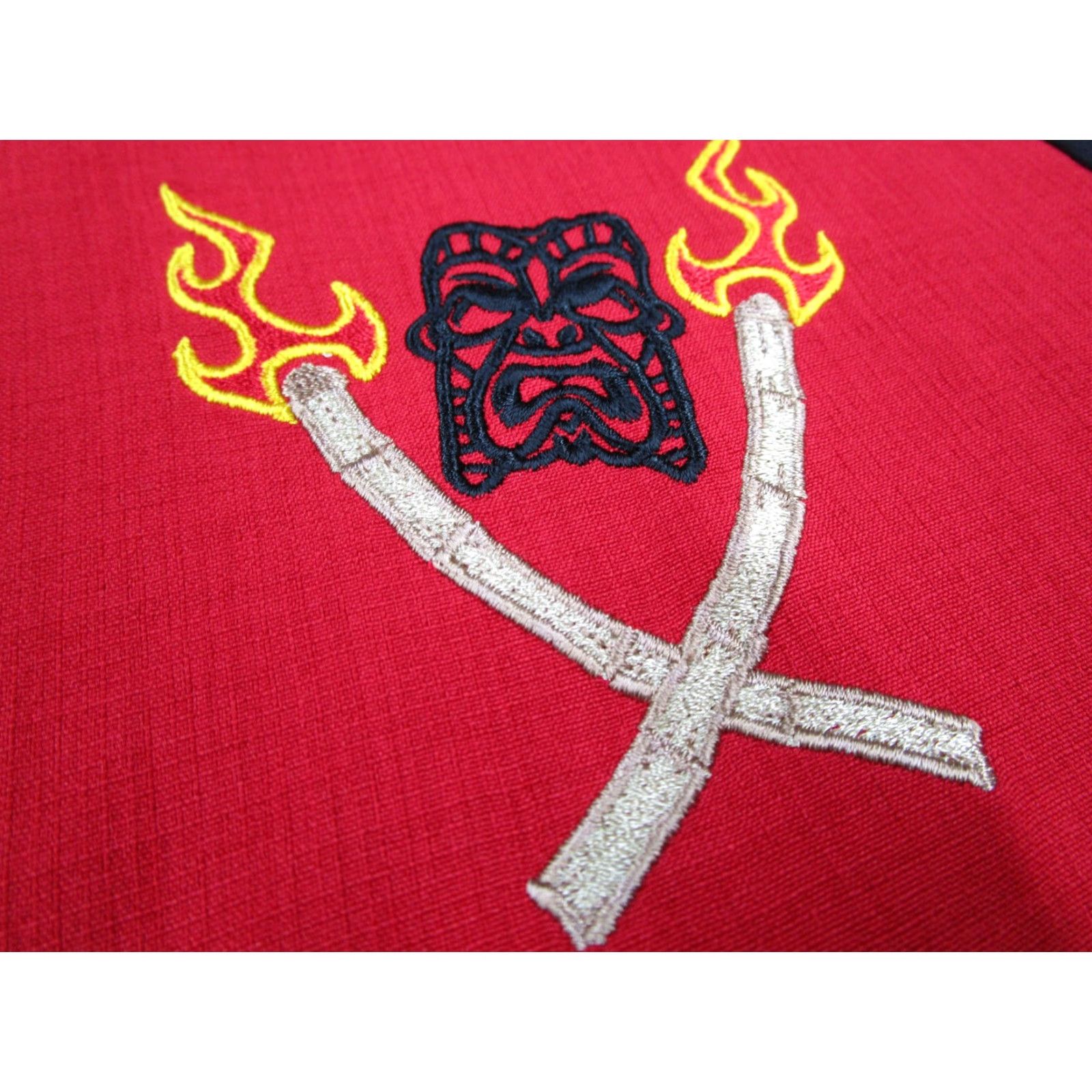 Vintage Steady Shirt Mens XS Black Red Tiki Embroidered Made in USA Camp Collar Bowling Size US XS / EU 42 / 0 - 3 Thumbnail
