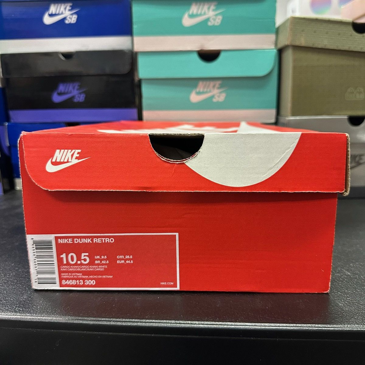 Nike Size 10.5 - Nike Dunk Hi Retro Cargo Khaki 846813-300 Size US 10.5 / EU 43-44 - 7 Thumbnail