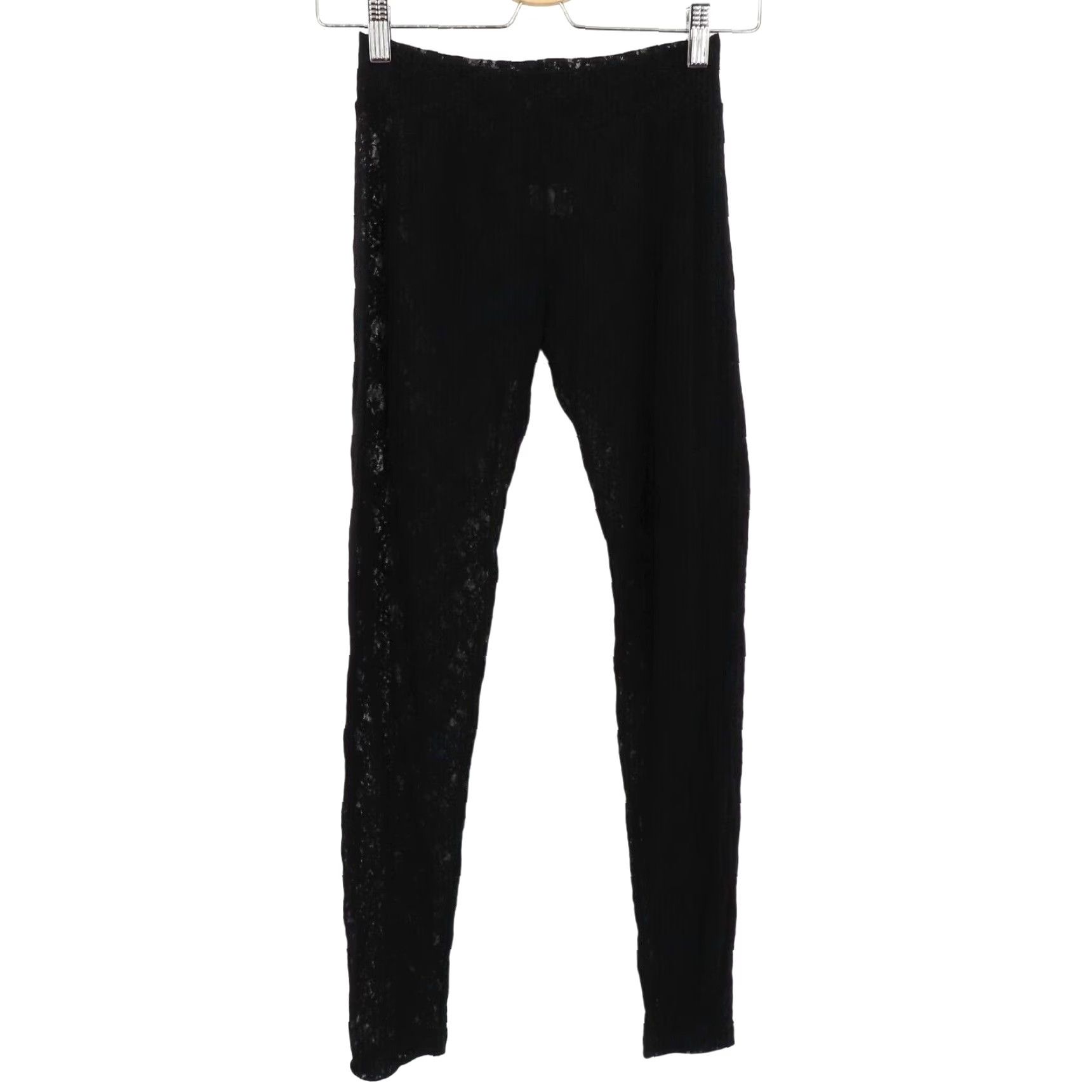 Alice + Olivia Alice + Olivia Women M Black Floral Sheer Lace Footless Leggings Jegging Pants Size 32" / US 10 / IT 46 - 2 Thumbnail