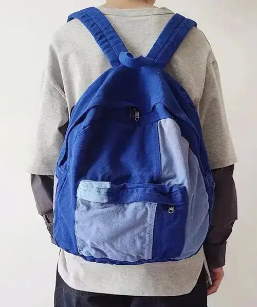 Japanese Brand Retro patchwork canvas backpack school bag aesthetic Size ONE SIZE - 2 Thumbnail